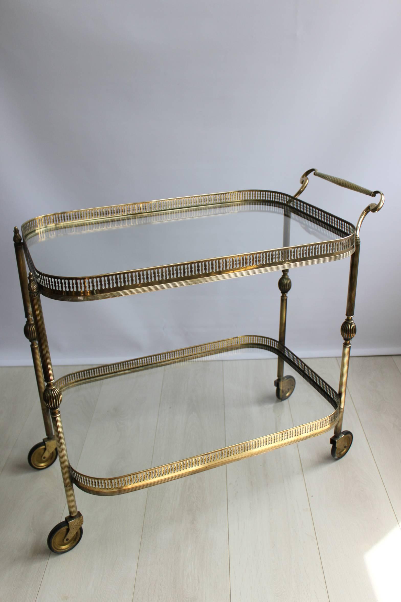 Vintage Brass French Drinks Trolley/Bar Cart 1
