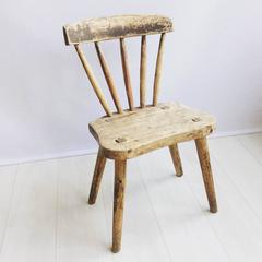 Primitive Swedish Wooden Chair from Dalarna