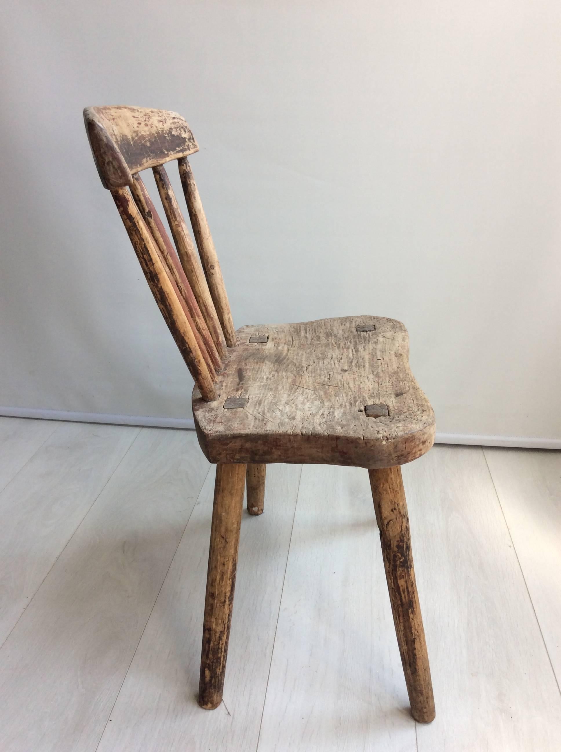Primitive Swedish Wooden Chair from Dalarna For Sale 1