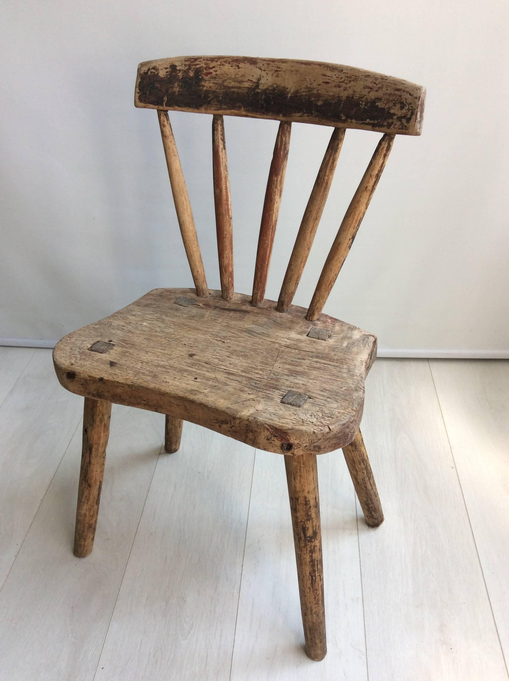 Primitive Swedish Wooden Chair from Dalarna For Sale 3