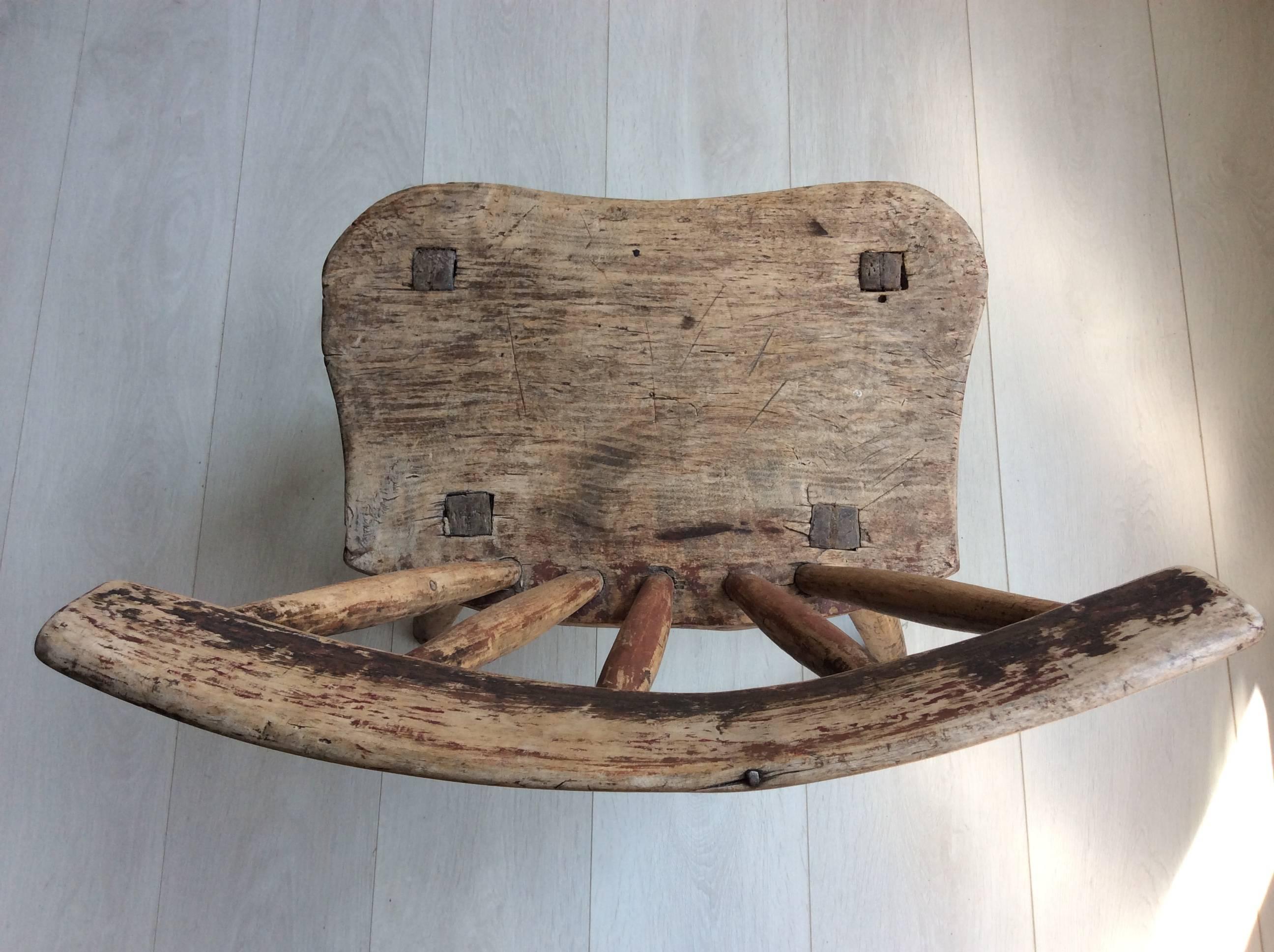 Primitive Swedish Wooden Chair from Dalarna For Sale 4