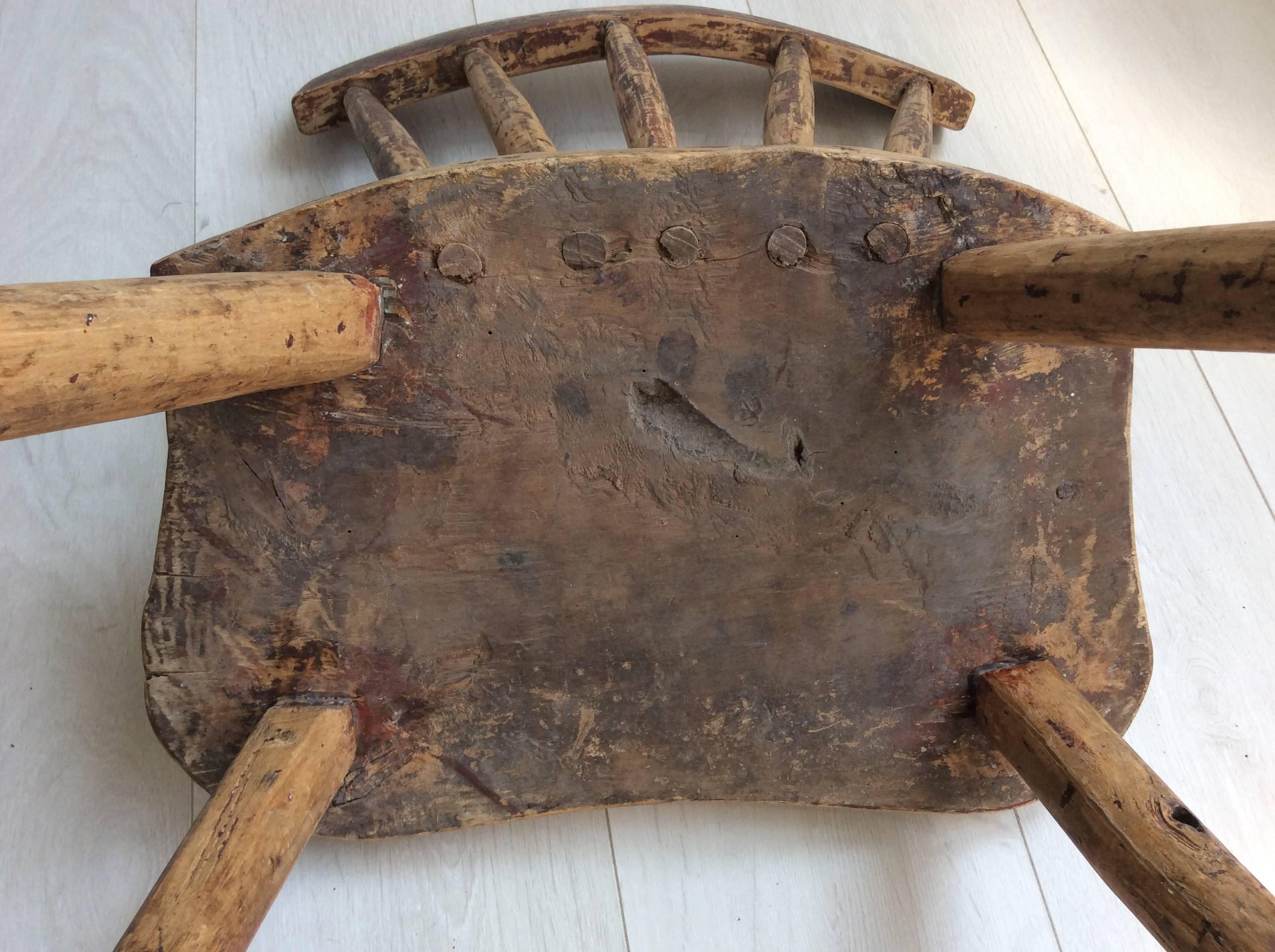 Primitive Swedish Wooden Chair from Dalarna For Sale 5