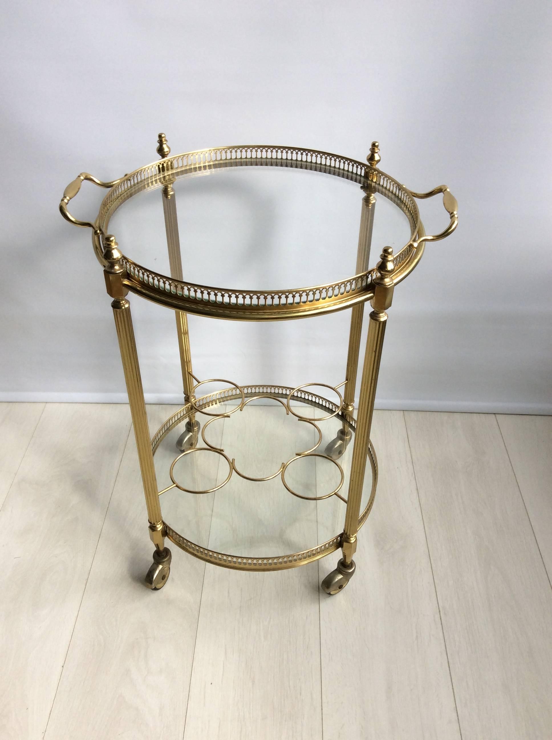 Round Vintage French Drinks Trolley or Bar Cart In Good Condition In West Sussex, GB