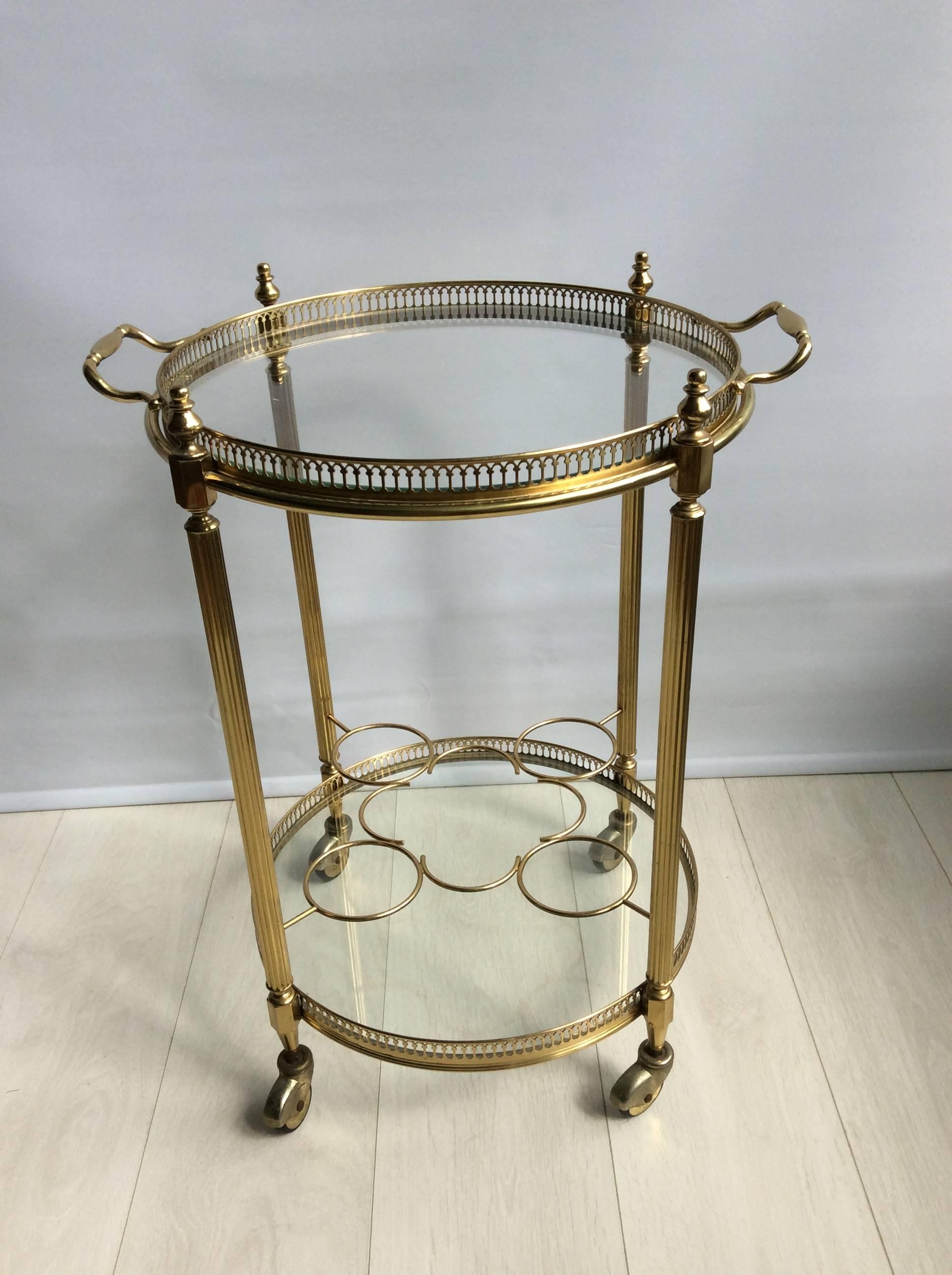 20th Century Round Vintage French Drinks Trolley or Bar Cart