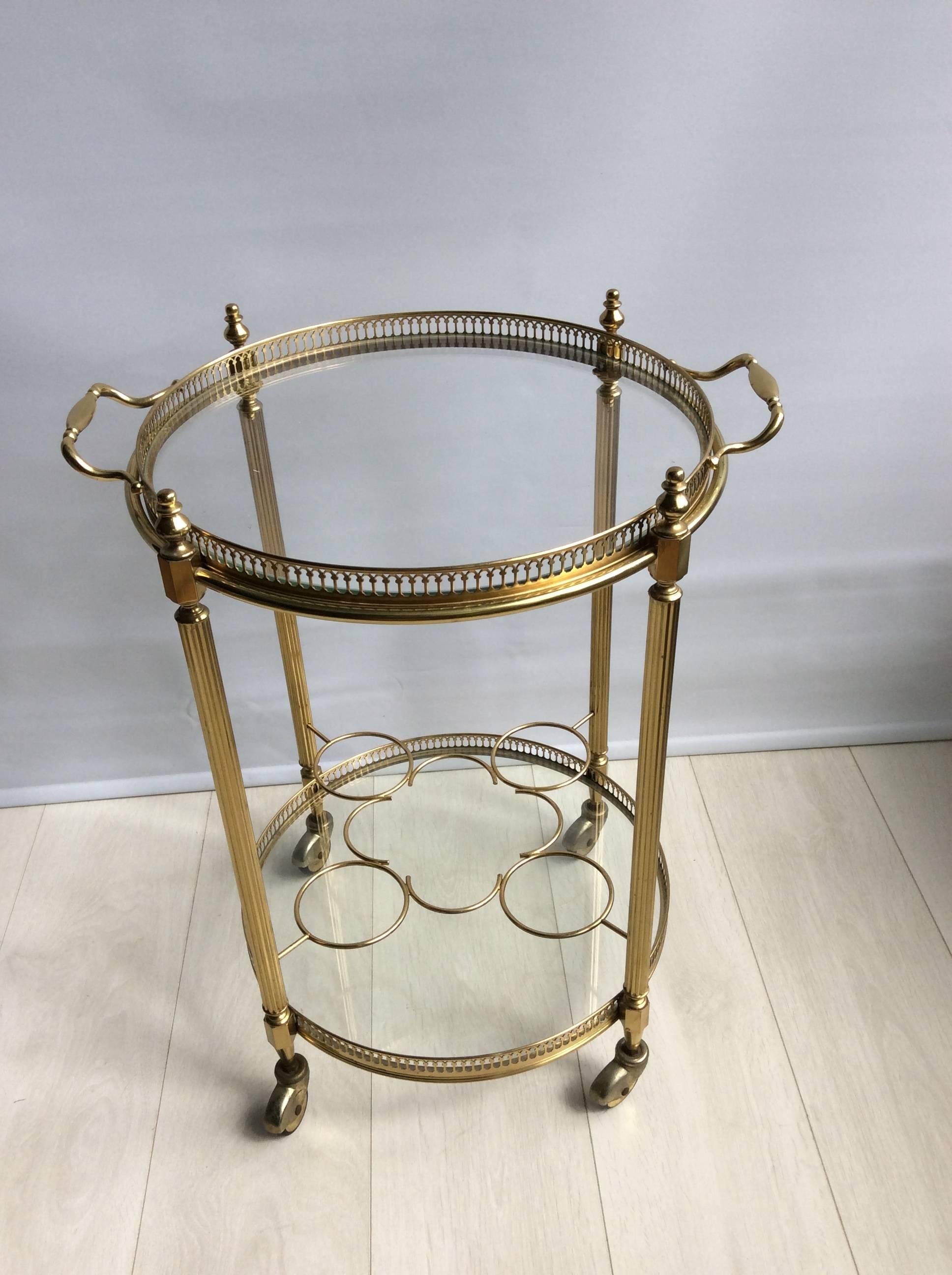 Round Vintage French Drinks Trolley or Bar Cart 1