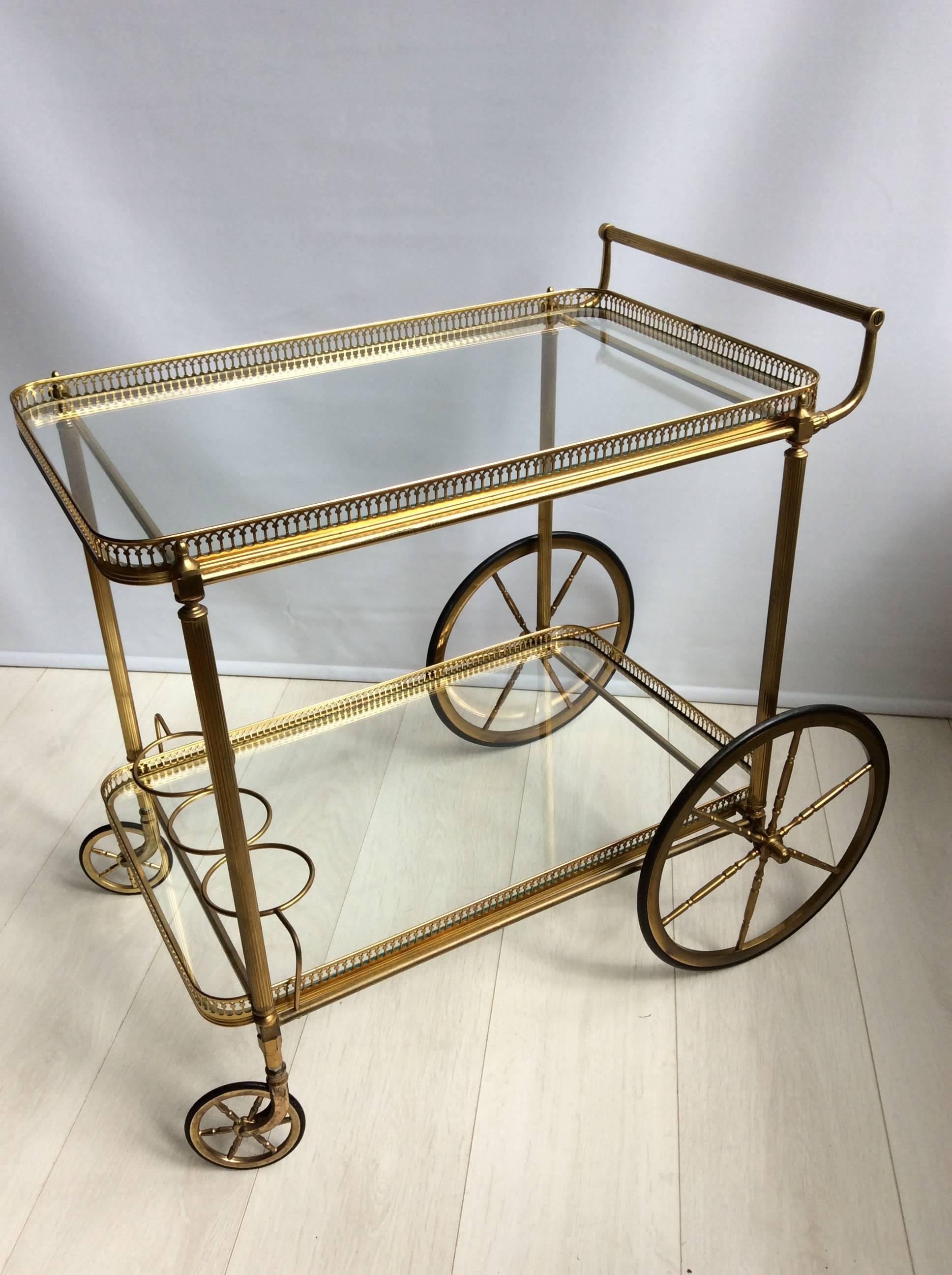 Vintage French Brass Drinks Trolley/Bar Cart 2