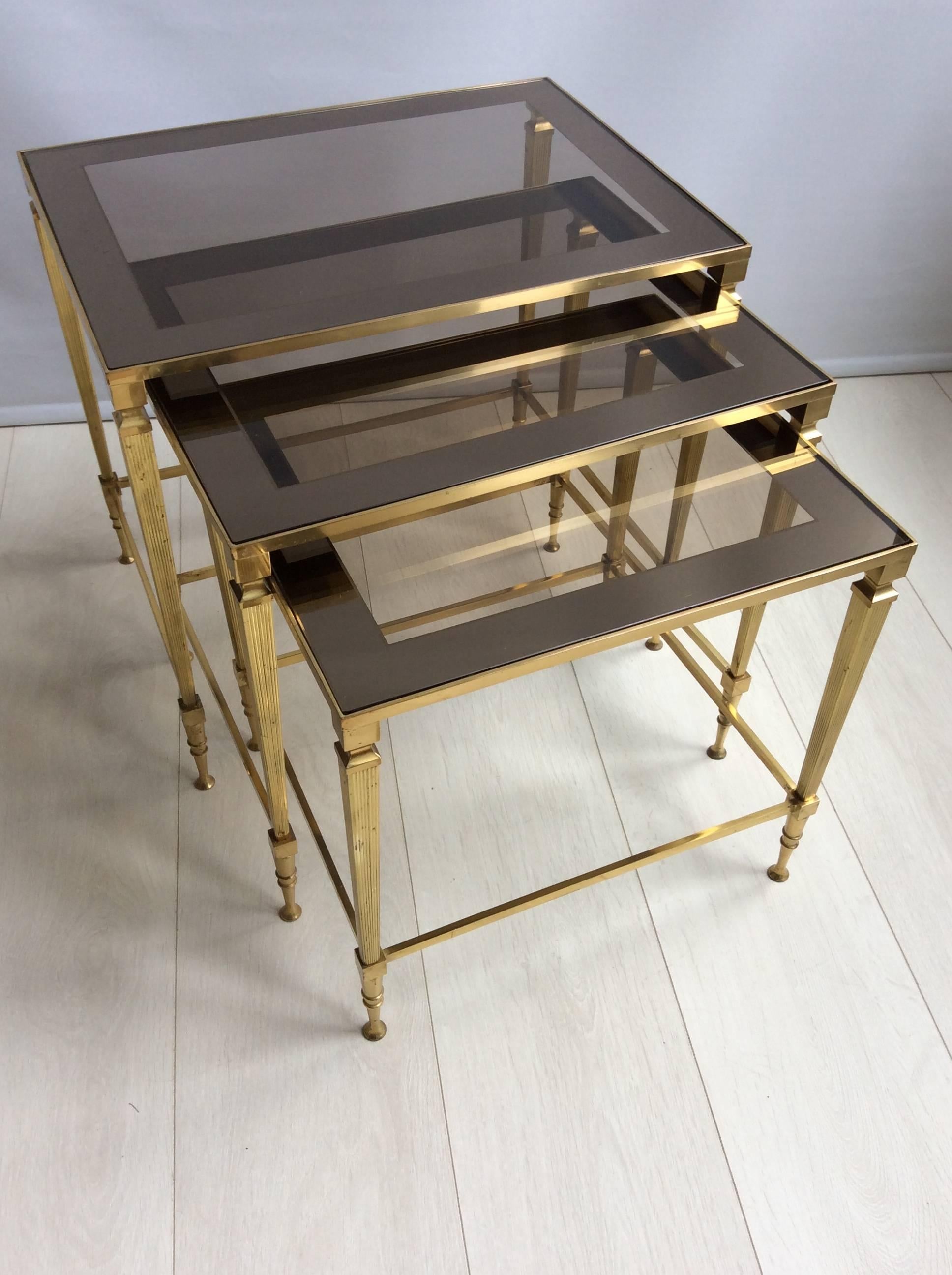 Vintage Nest of French Brass Side Tables 2