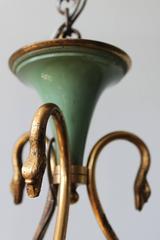 Gilt Brass Swan and Arrow Chandelier