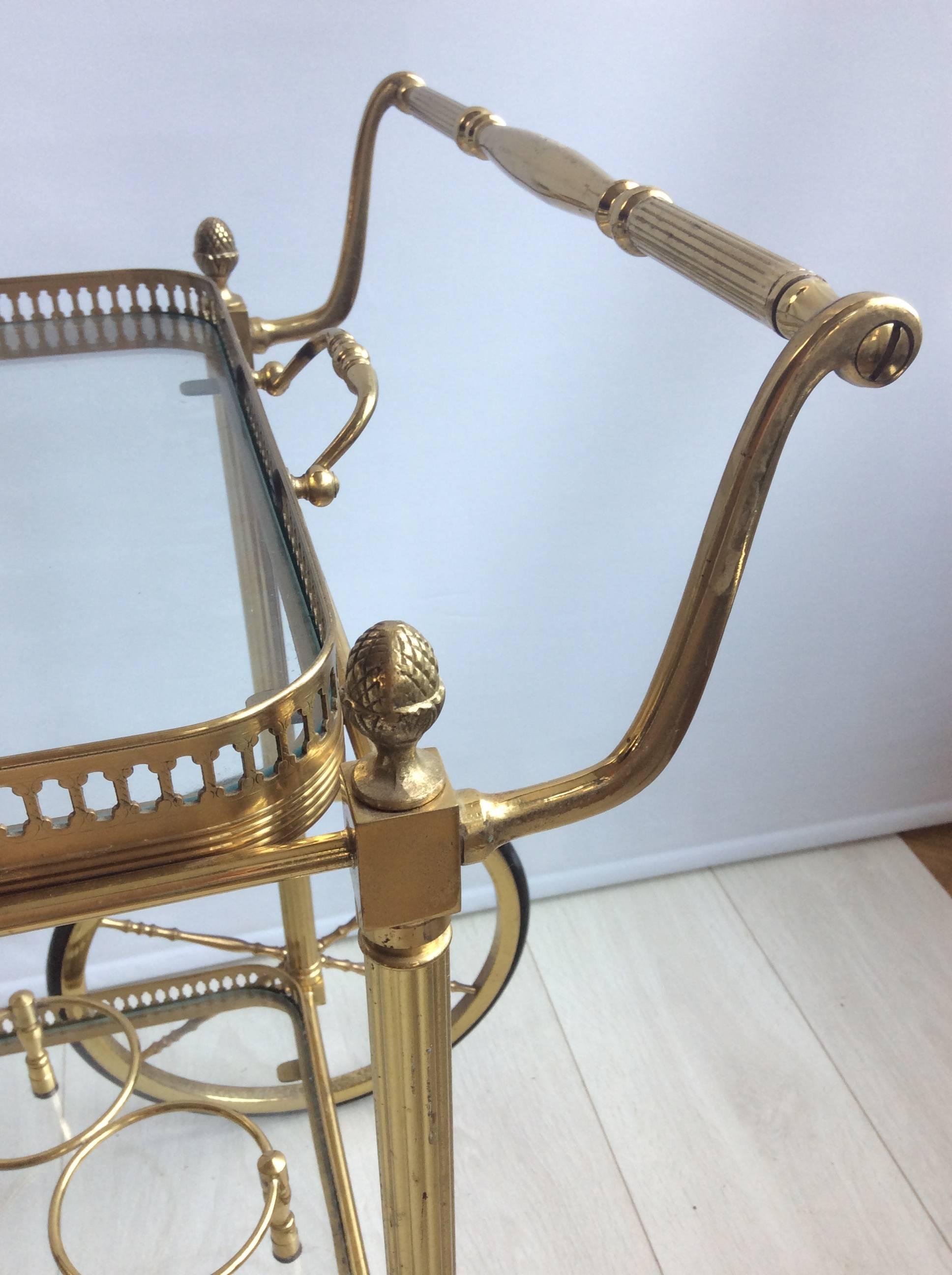 Vintage French Brass Drinks Trolley or Bar Cart 1