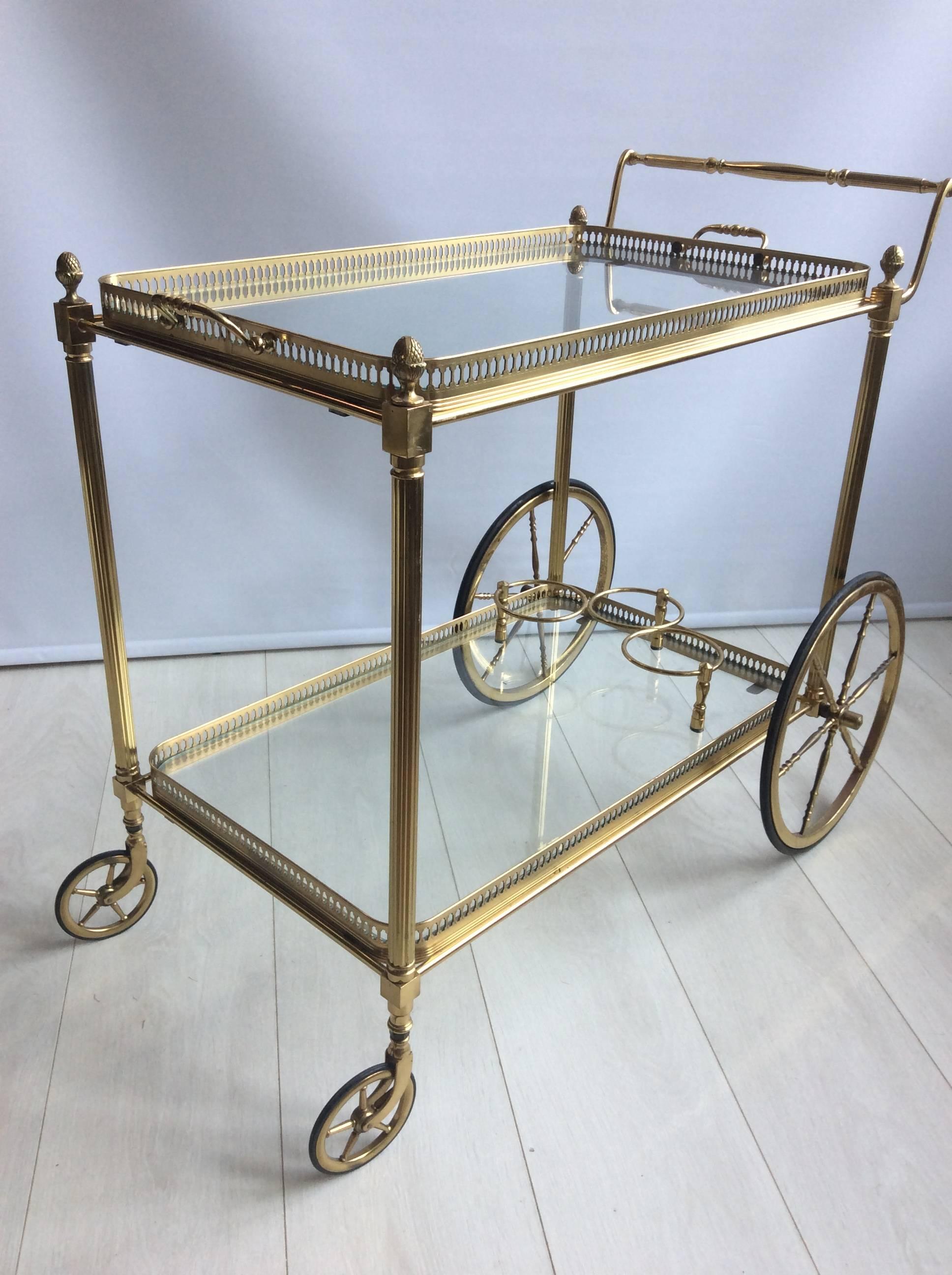 Vintage French Brass Drinks Trolley or Bar Cart 2