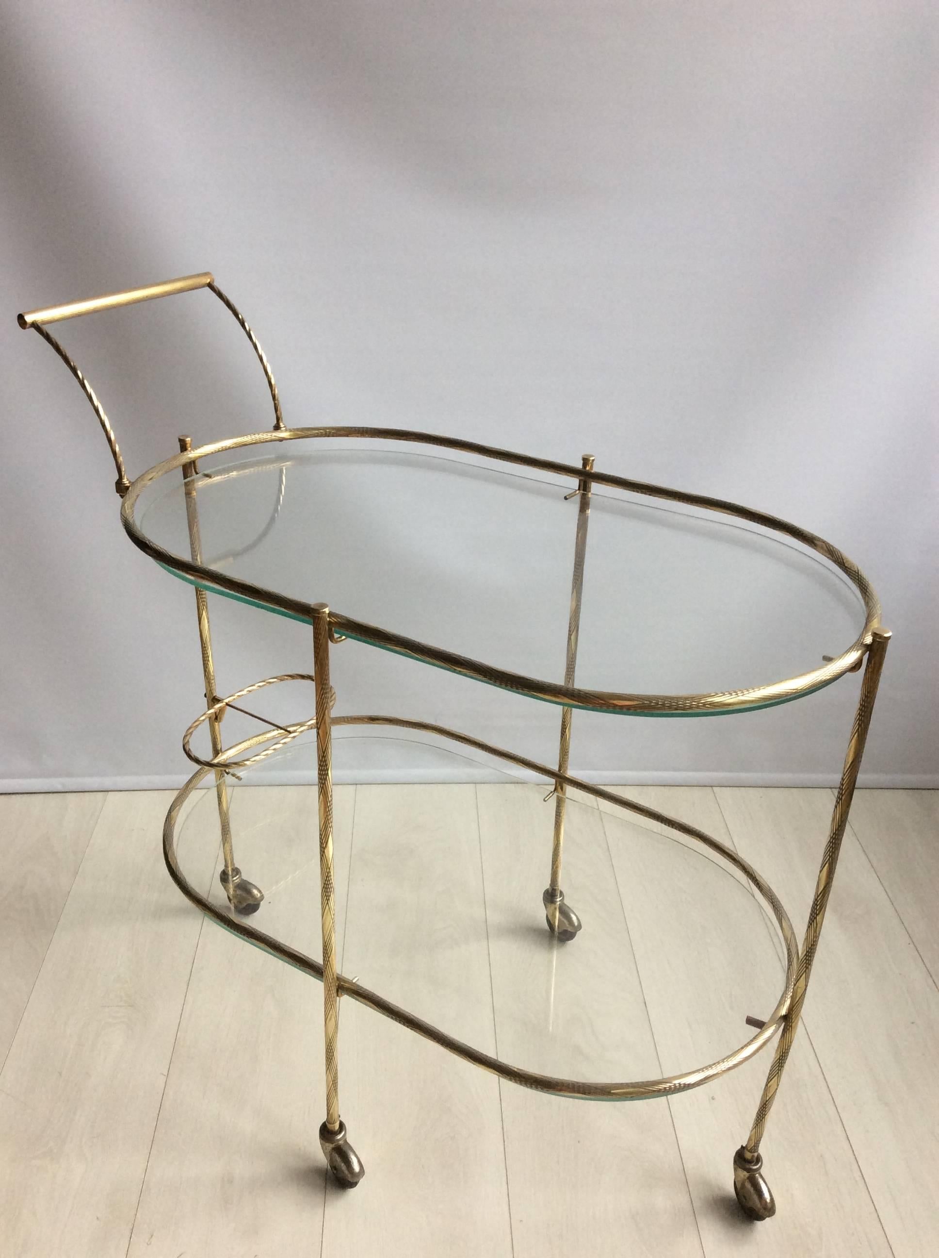 Delicate French Brass Drinks Trolley or Bar Cart 1