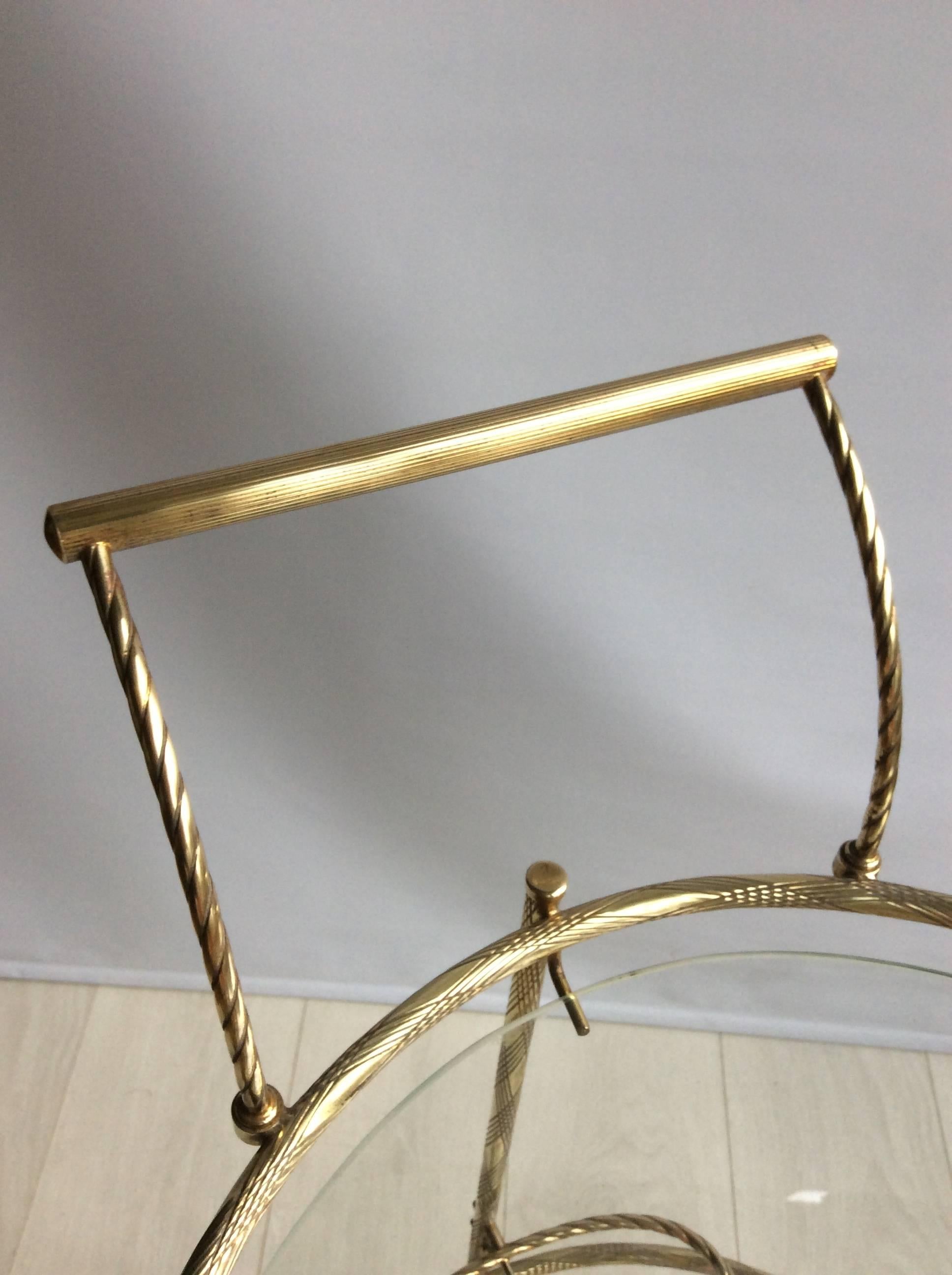 Delicate French Brass Drinks Trolley or Bar Cart 2