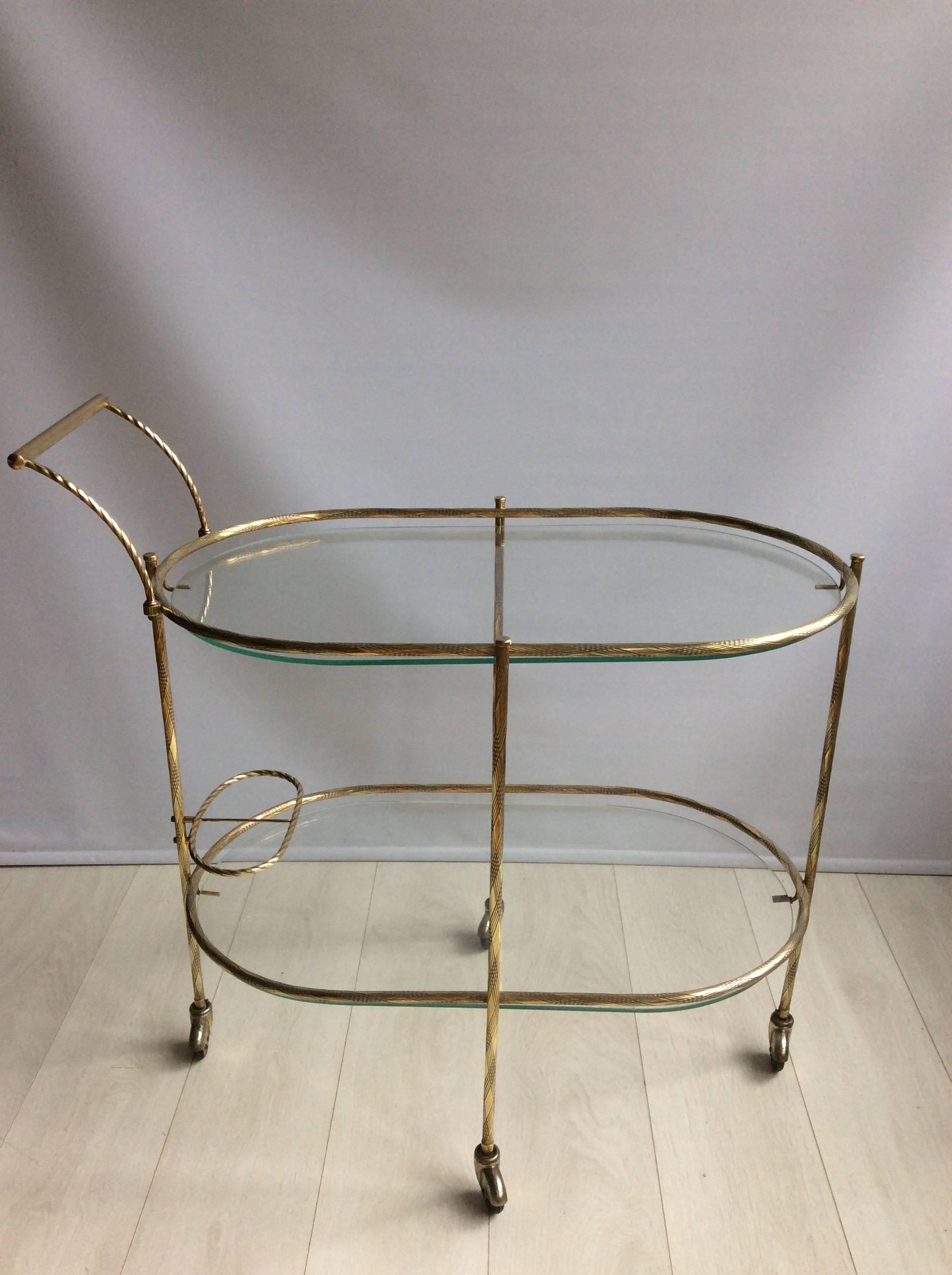 Delicate French Brass Drinks Trolley or Bar Cart 3