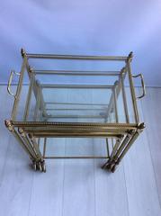 Nest of French Brass Trolleys or Bar Cart