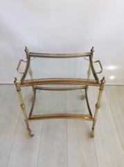 Vintage French Brass Drinks Trolley or Bar Cart