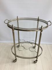 Vintage French Silver Oval Drinks Trolley