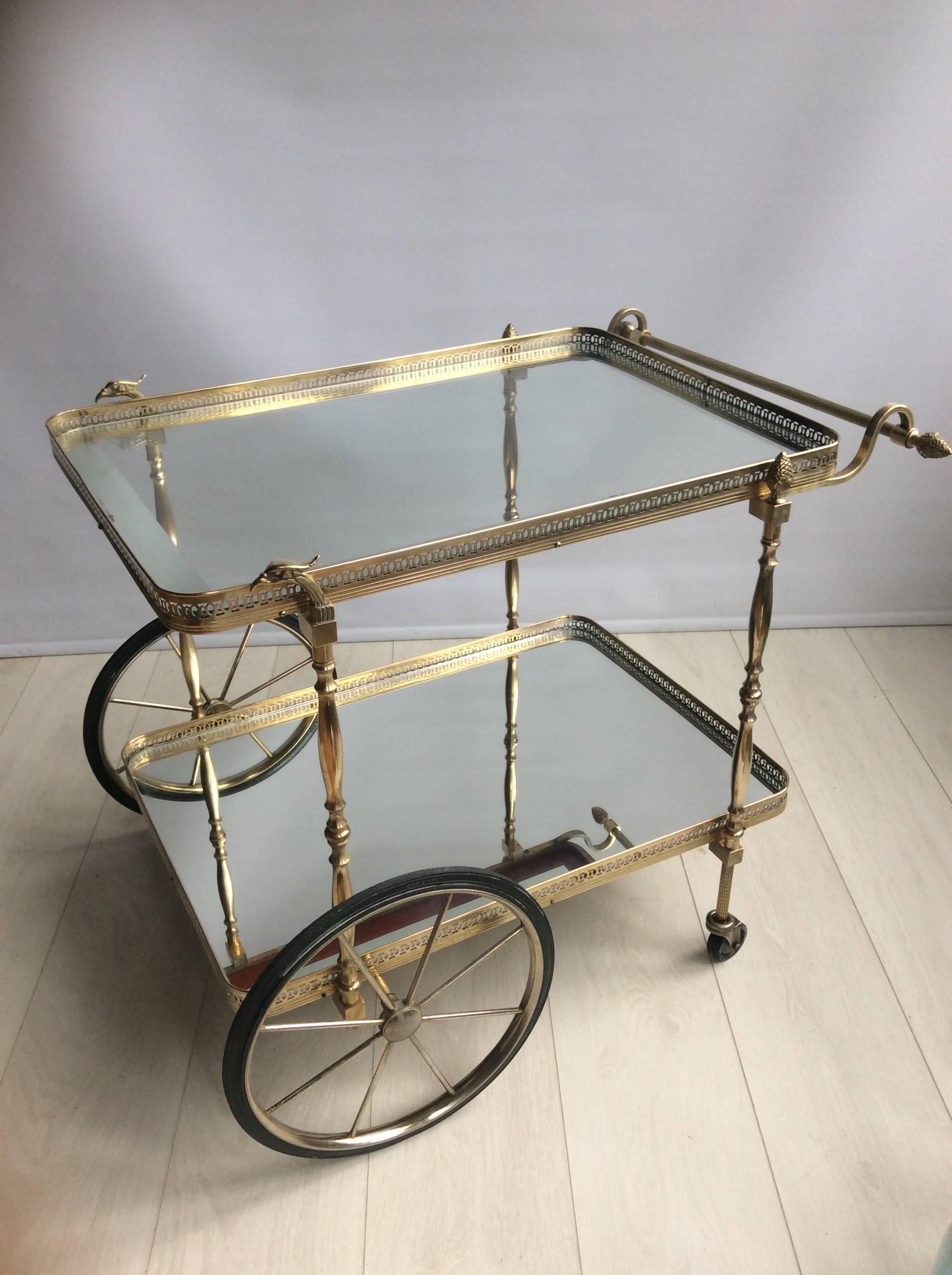 20th Century Decorative French Brass Drinks Trolley or Bar Cart