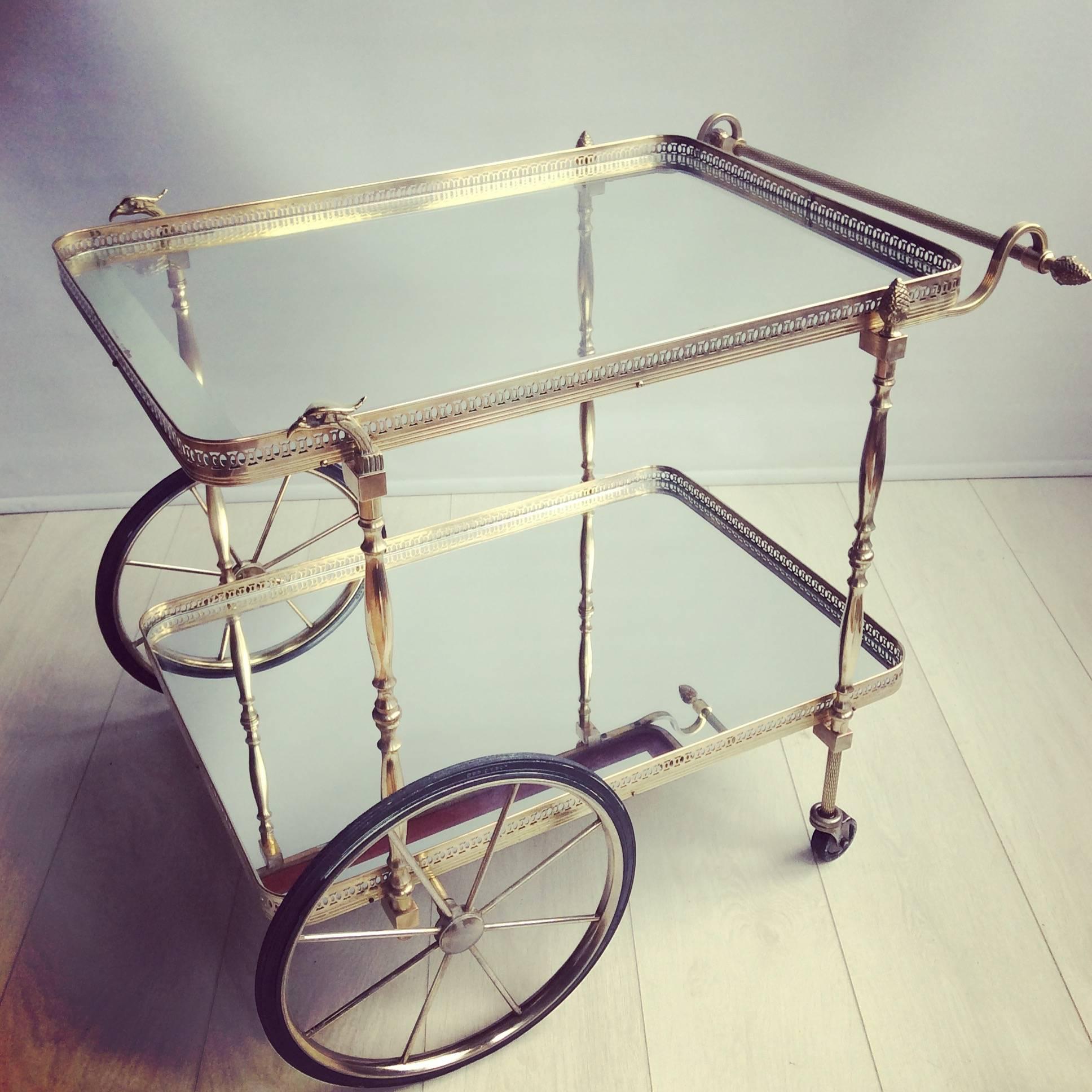 Decorative French Brass Drinks Trolley or Bar Cart 2