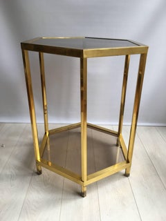 Vintage French Hexagon Brass Centre Table
