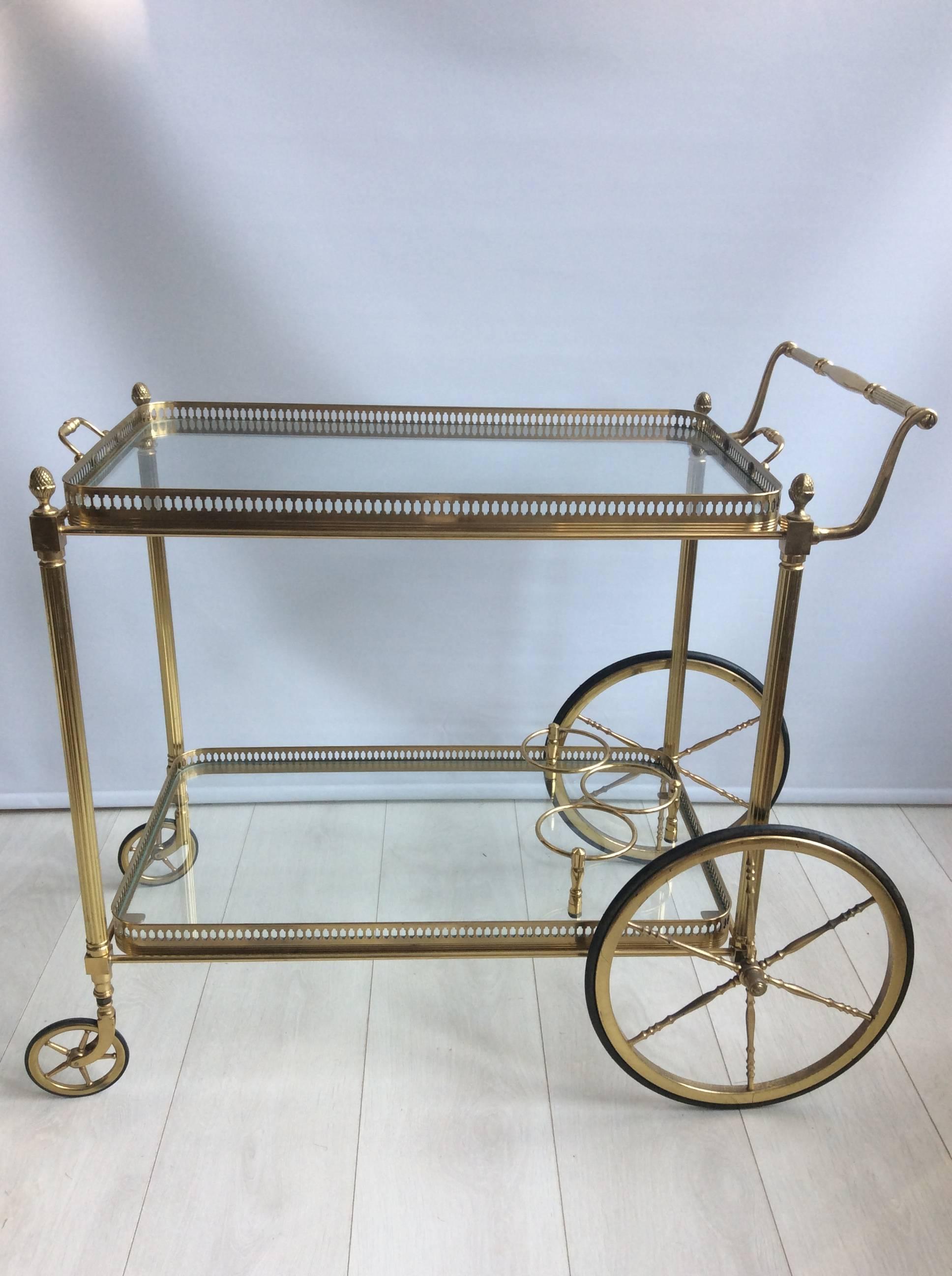 Vintage French Brass Drinks Trolley or Bar Cart 3