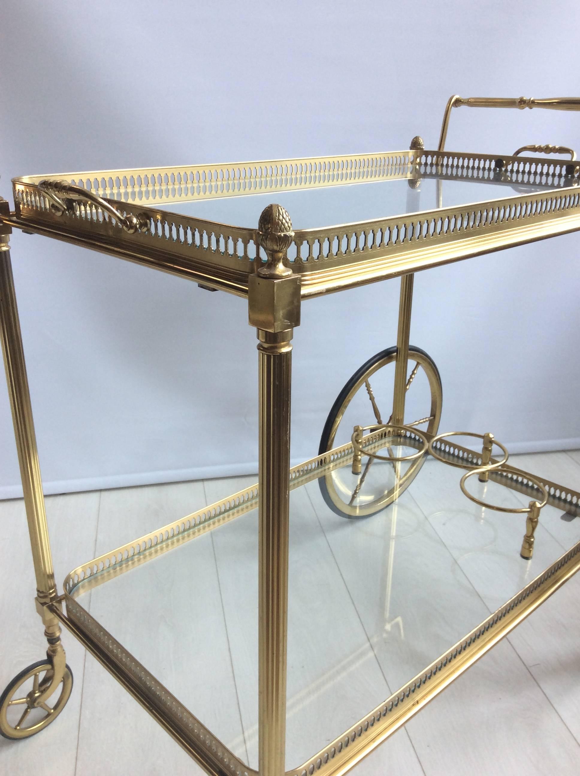 Vintage French Brass Drinks Trolley or Bar Cart 4
