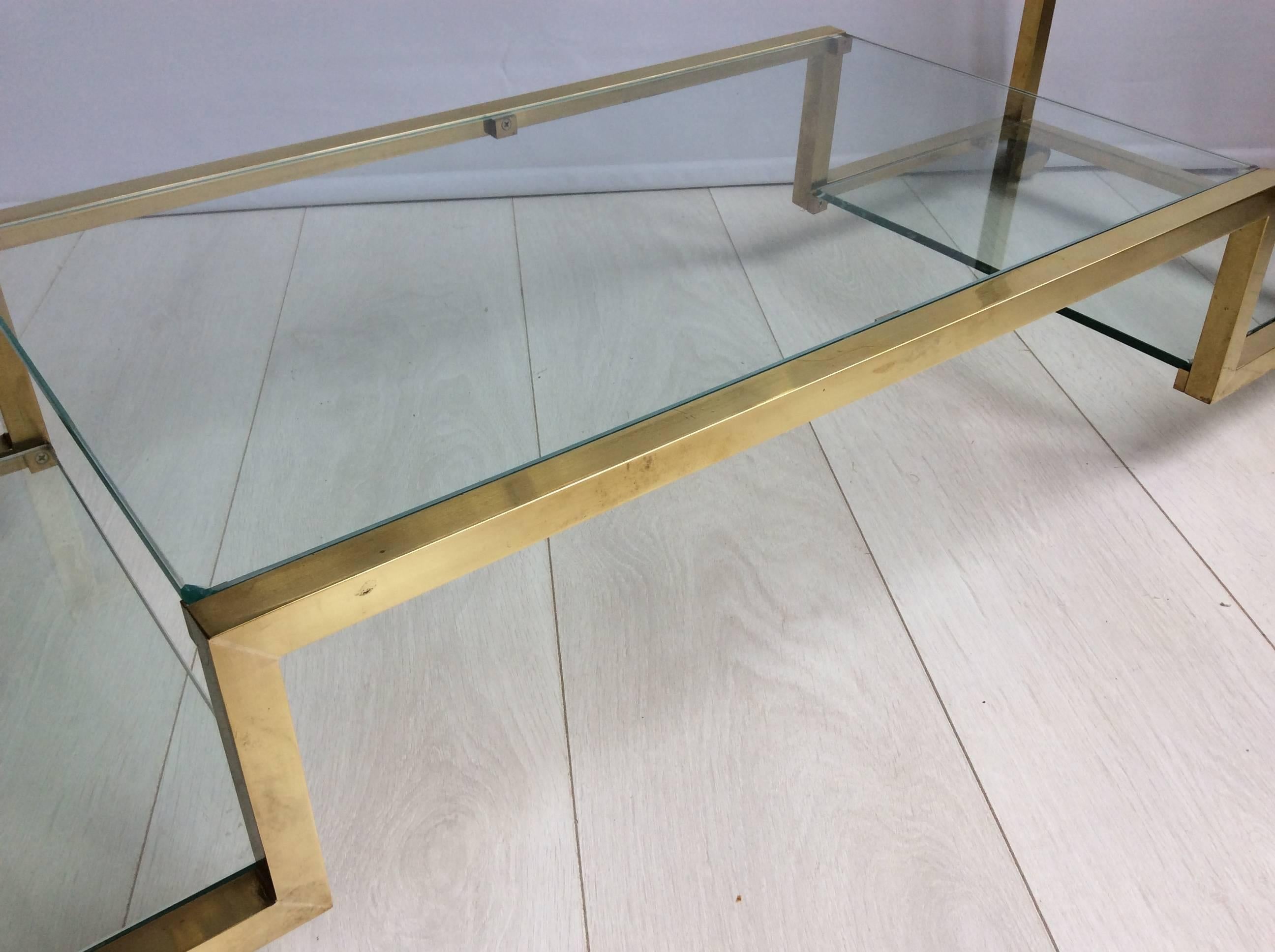 Mid-Century Modern Italian Brass and Glass Console Table