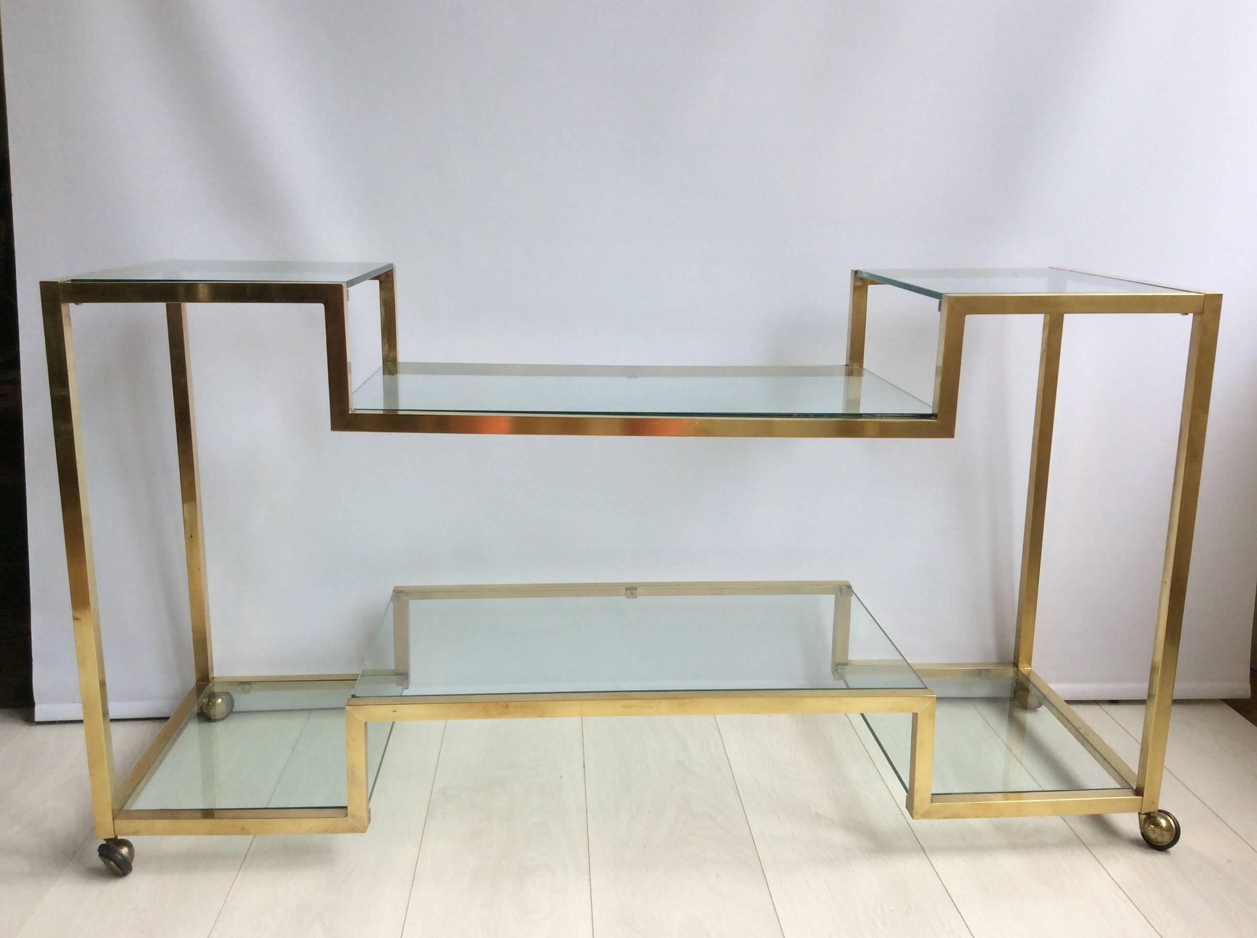Italian Brass and Glass Console Table In Fair Condition In West Sussex, GB