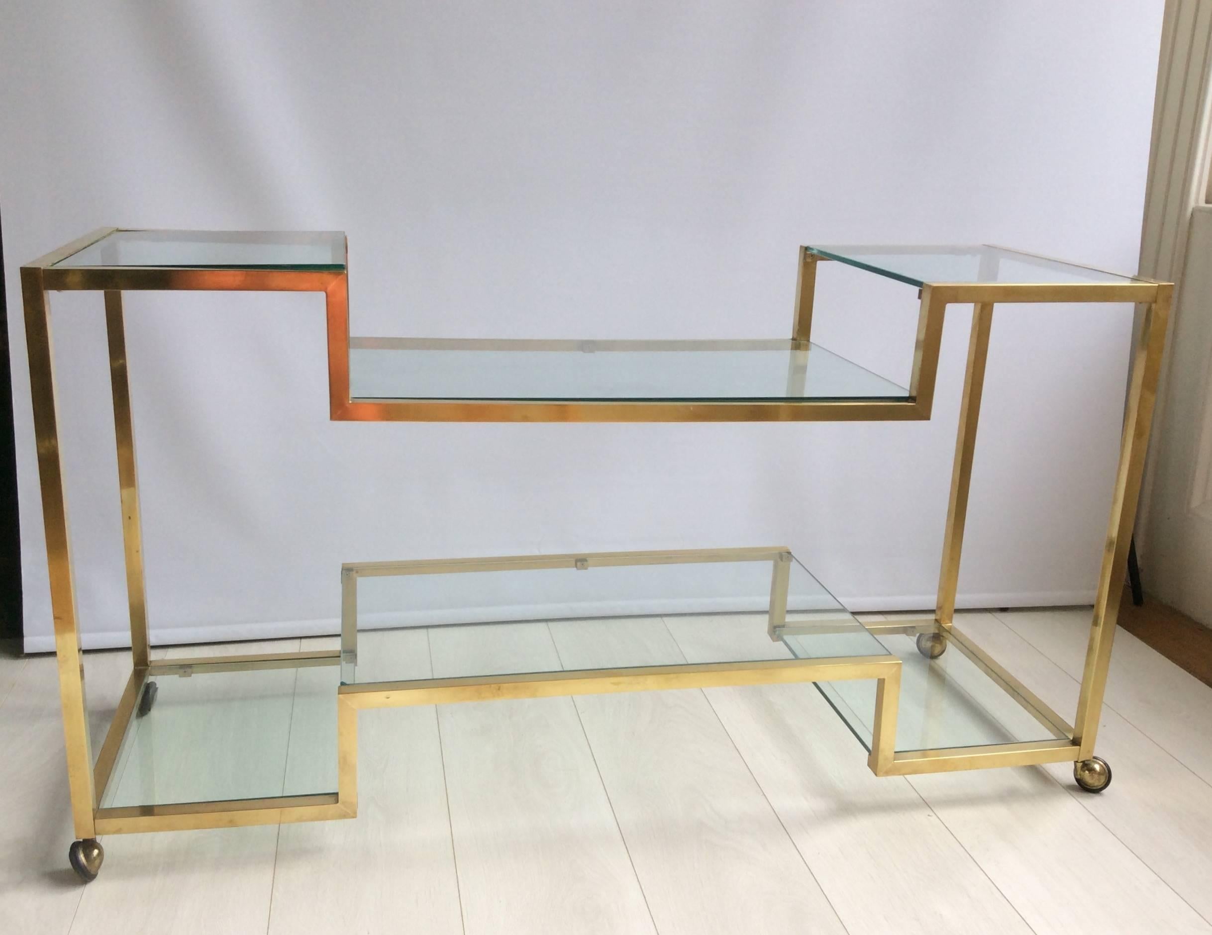 Italian Brass and Glass Console Table 2
