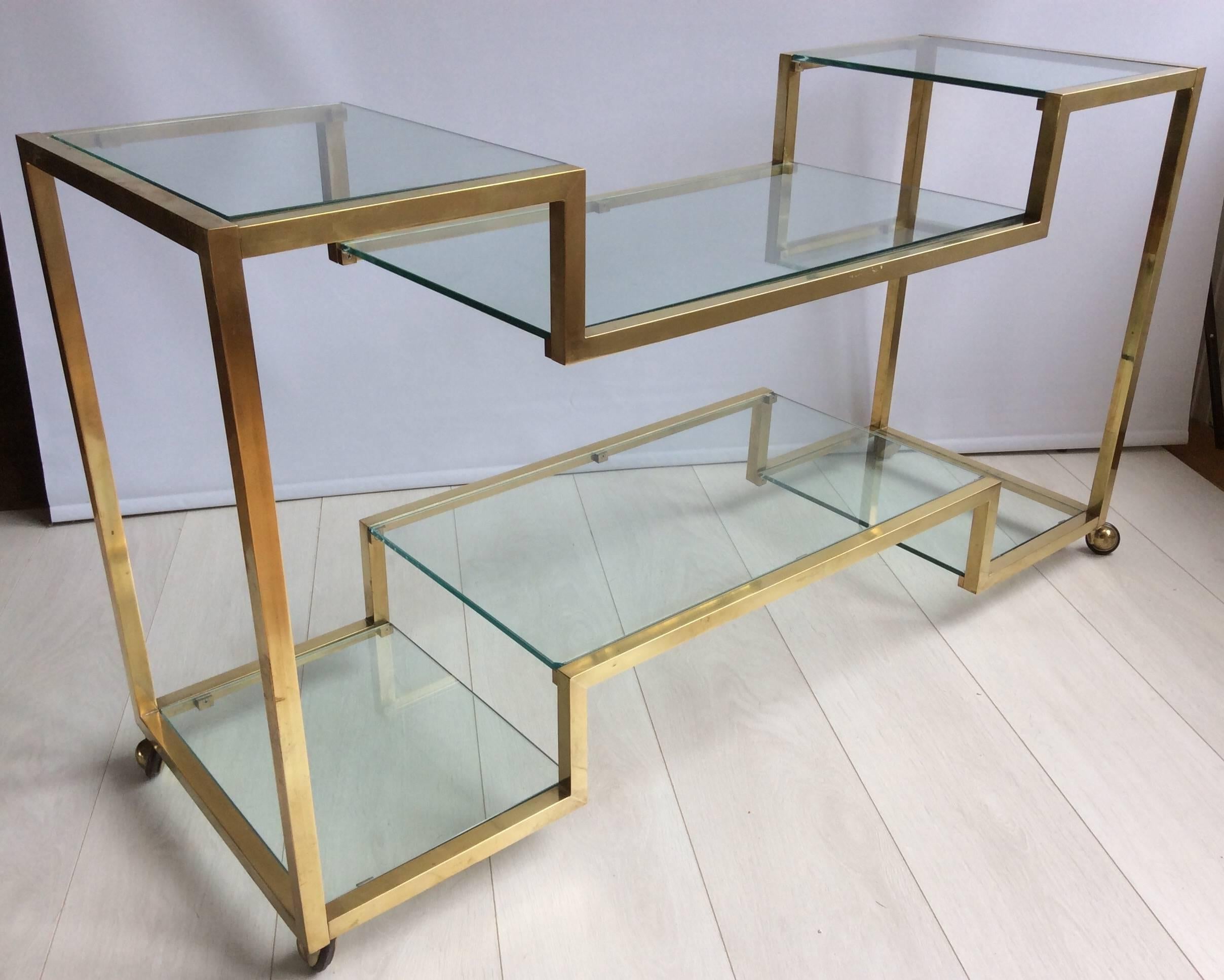 Italian Brass and Glass Console Table 3