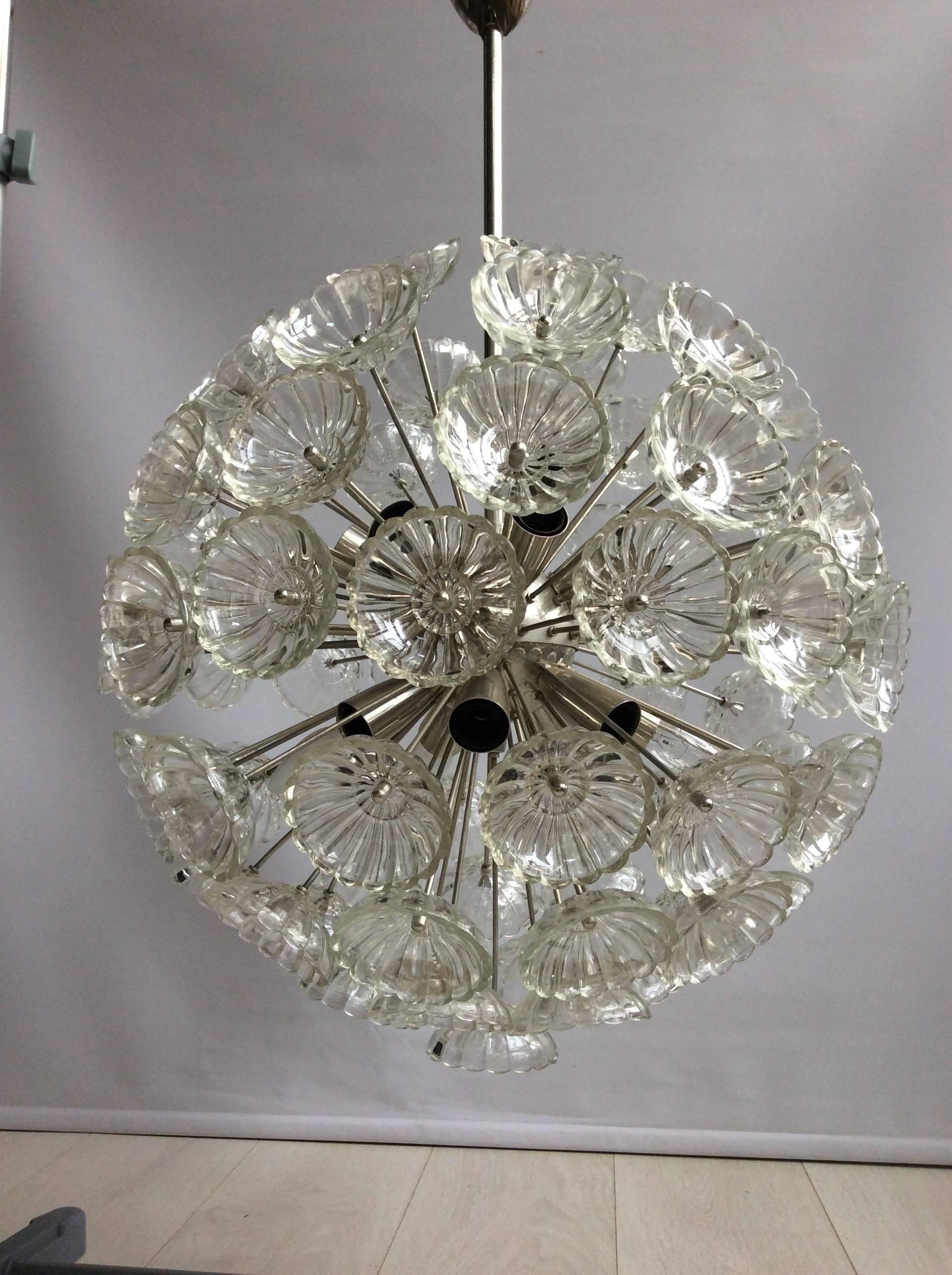 Late 20th Century Floral Glass Sputnik Chandelier For Sale