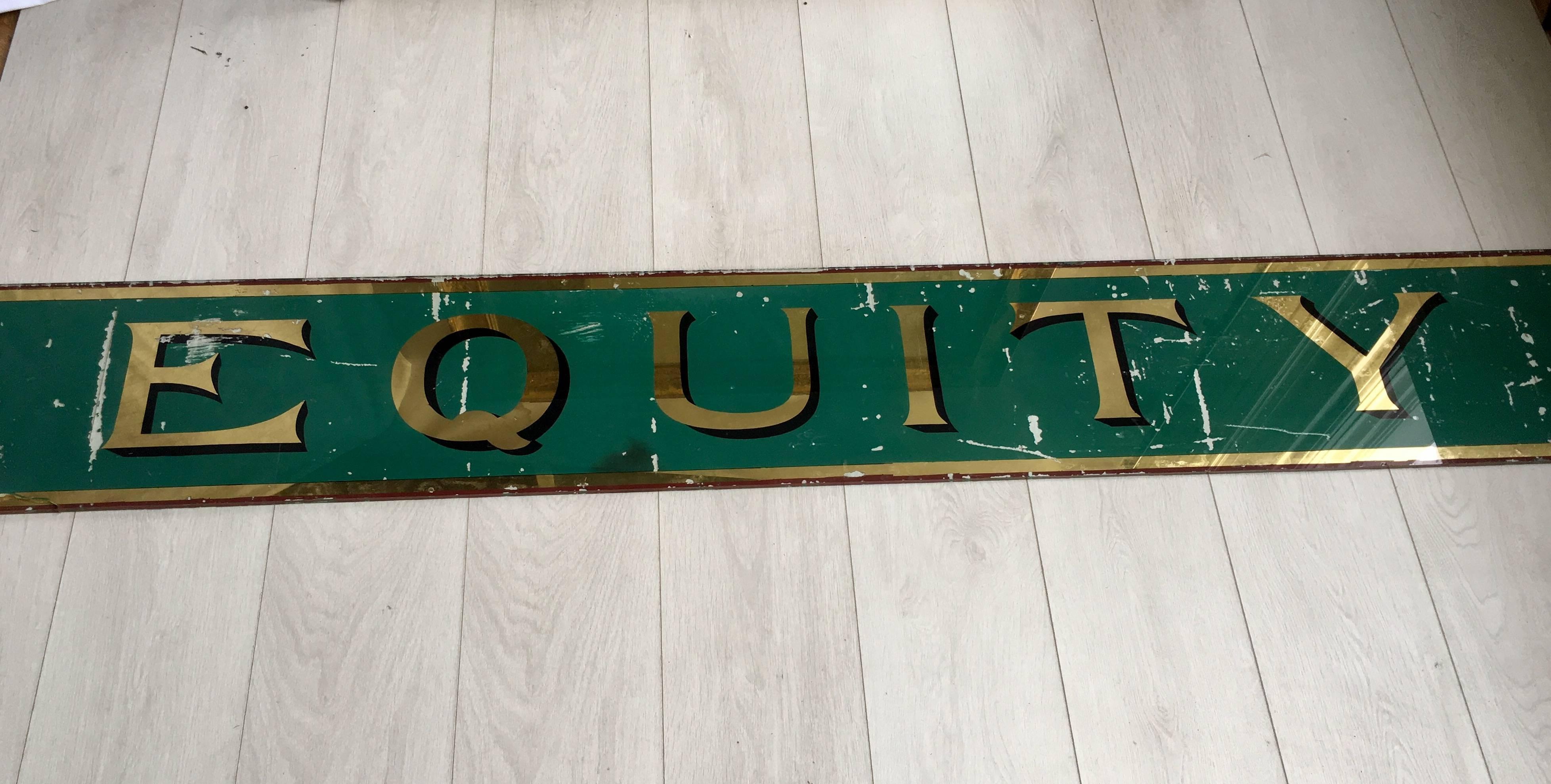 British Equity Victorian Glass Shop Sign For Sale