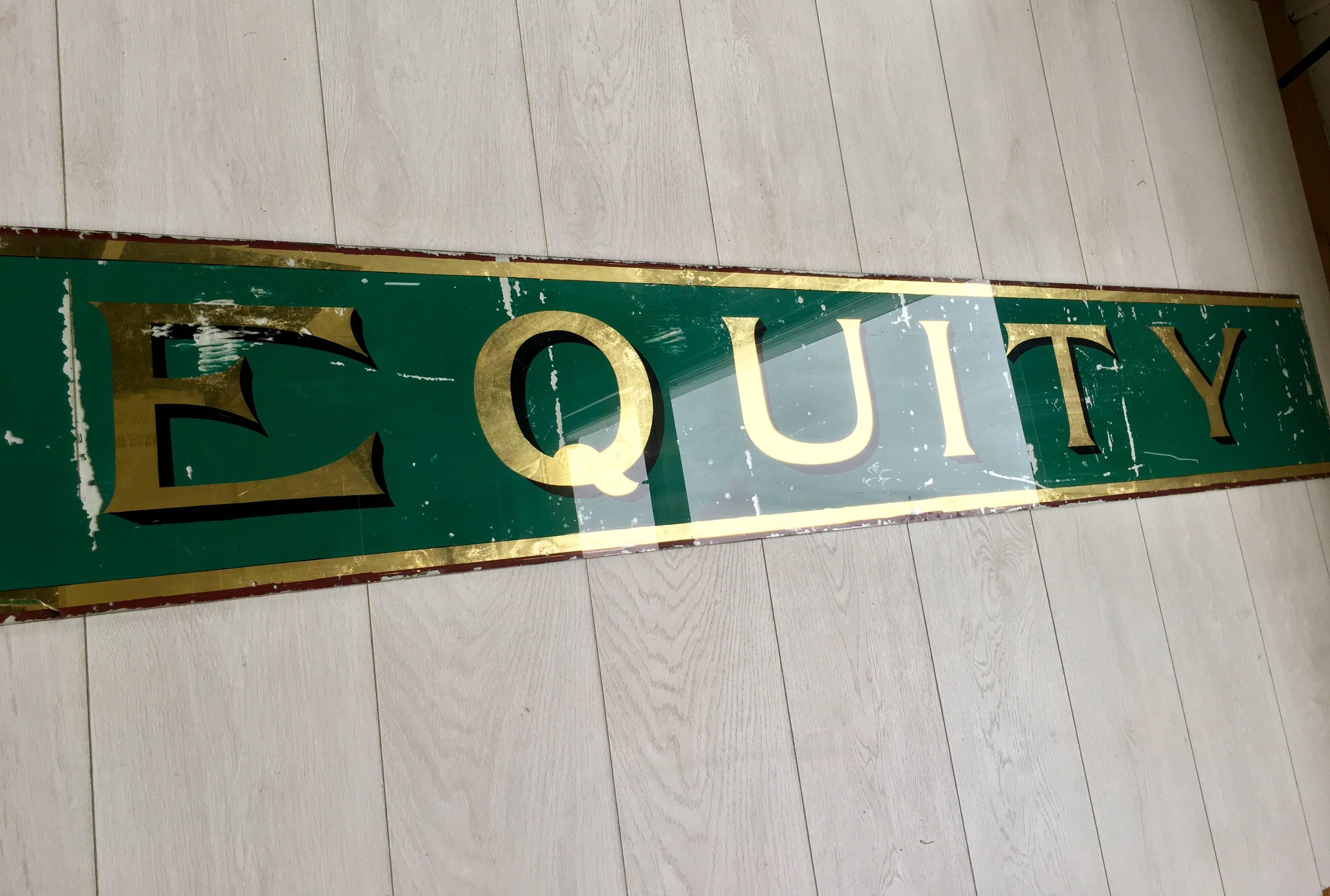 Equity Victorian Glass Shop Sign In Distressed Condition For Sale In West Sussex, GB