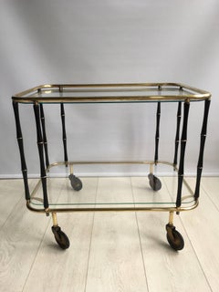 Midcentury Faux Bamboo and Brass Drinks Trolley/Bar Cart