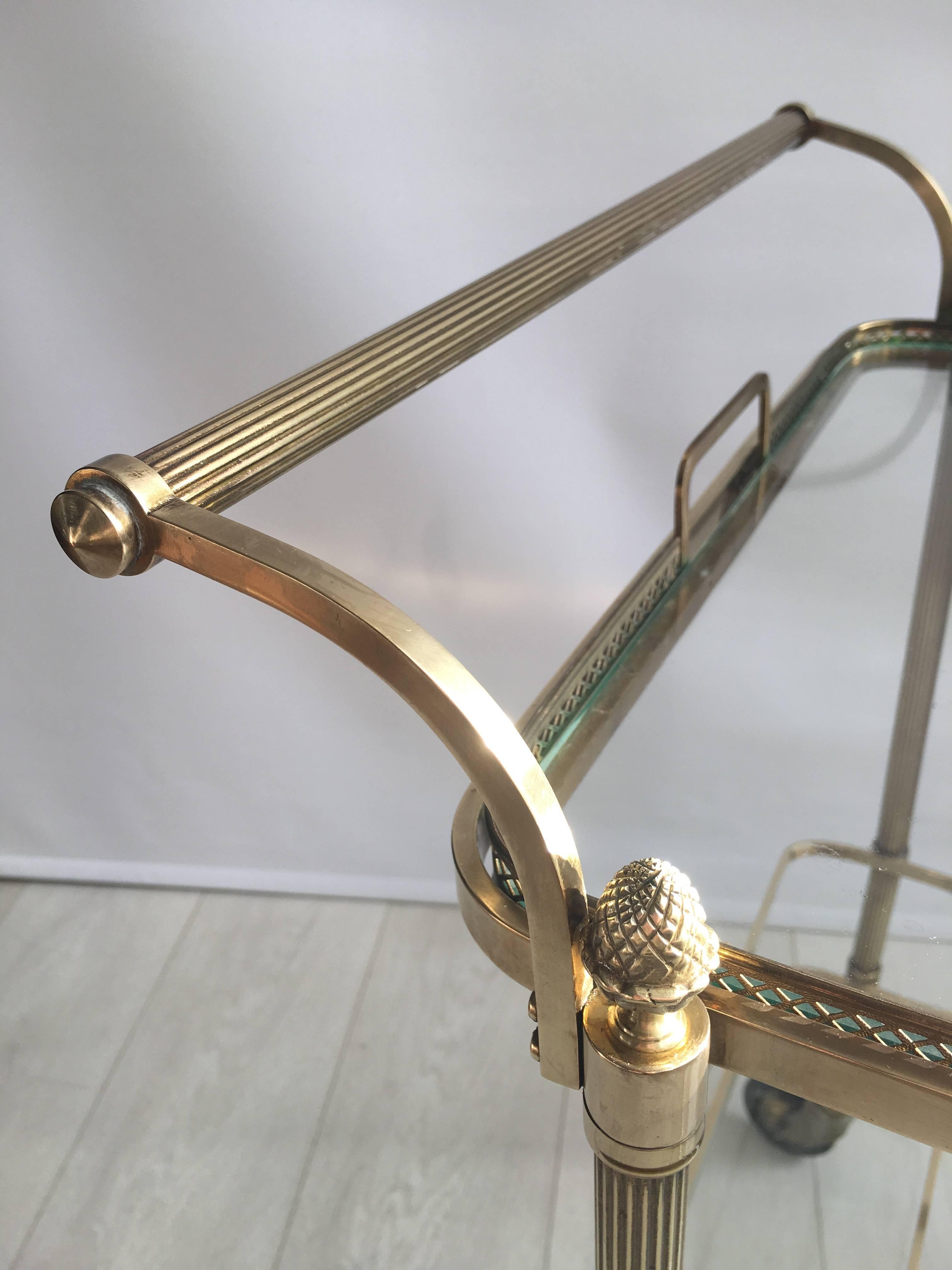 Maison Baguès Brass Drinks Trolley or Bar Cart In Fair Condition For Sale In West Sussex, GB