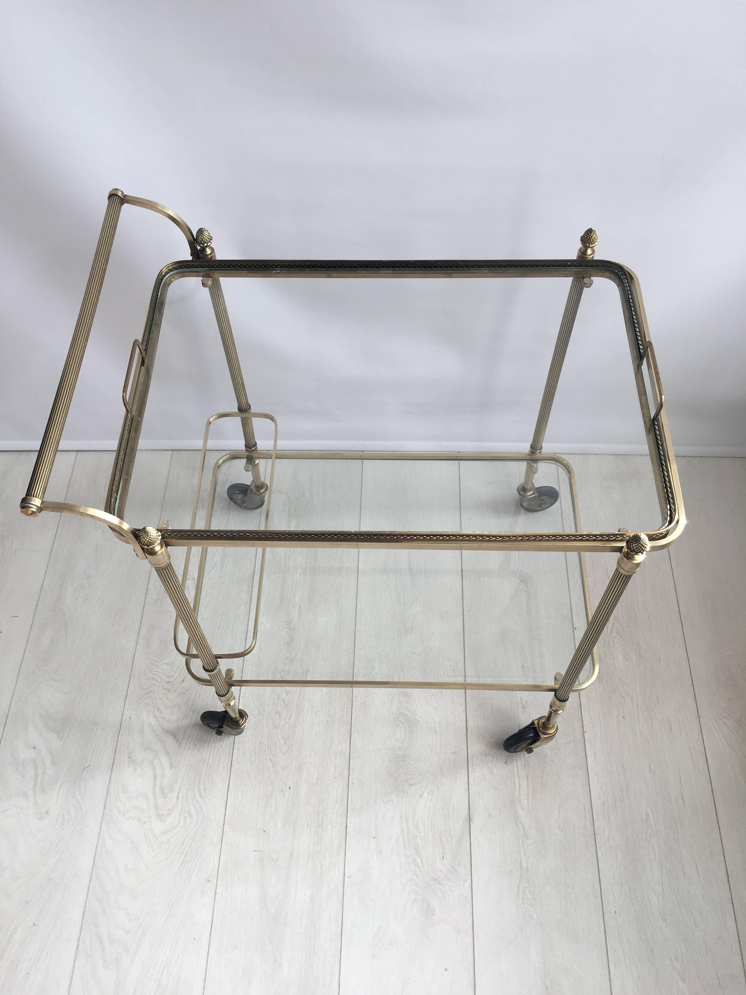 French Maison Baguès Brass Drinks Trolley or Bar Cart For Sale