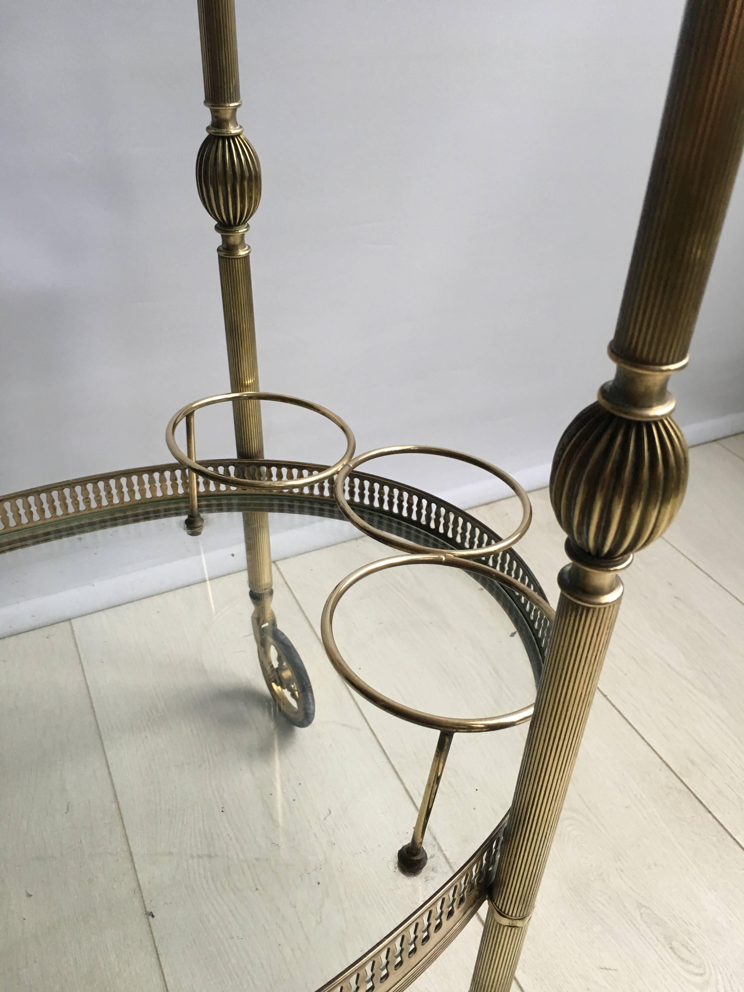 Mid-20th Century Vintage French Brass Drinks Trolley/Bar Cart