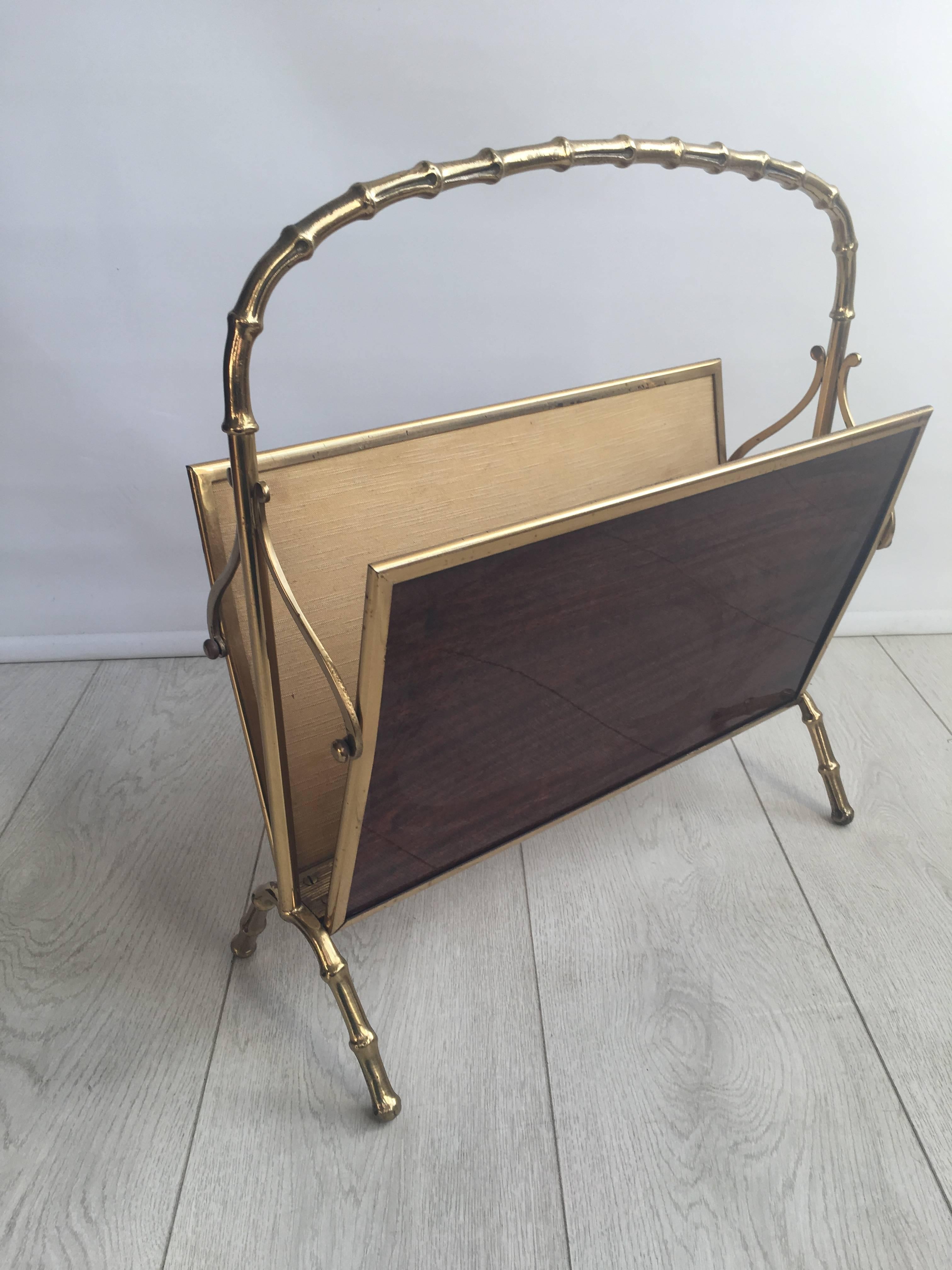 Hollywood Regency Vintage French Magazine Rack Attributed to Maison Bagues For Sale