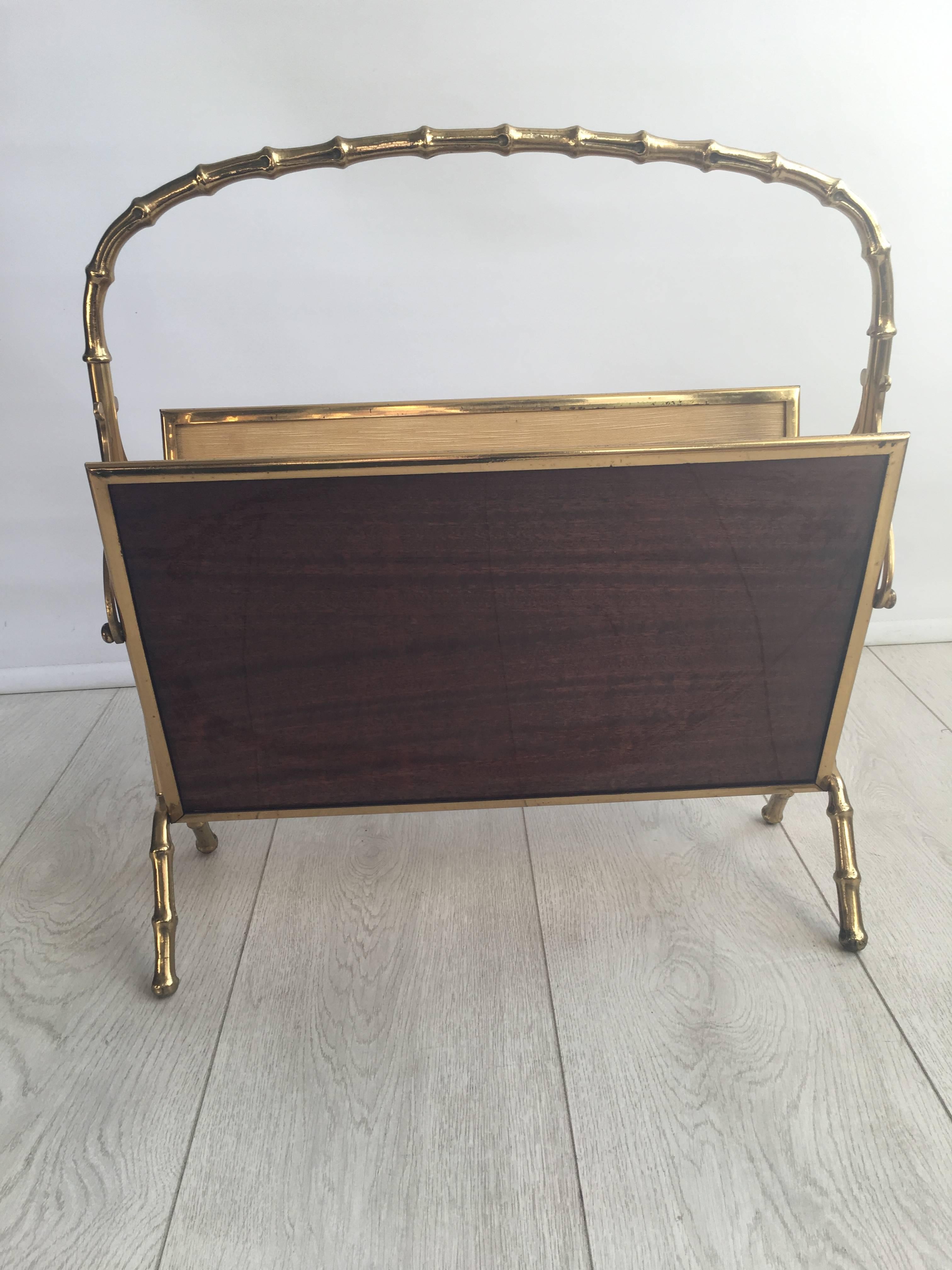 Mid-20th Century Vintage French Magazine Rack Attributed to Maison Bagues For Sale