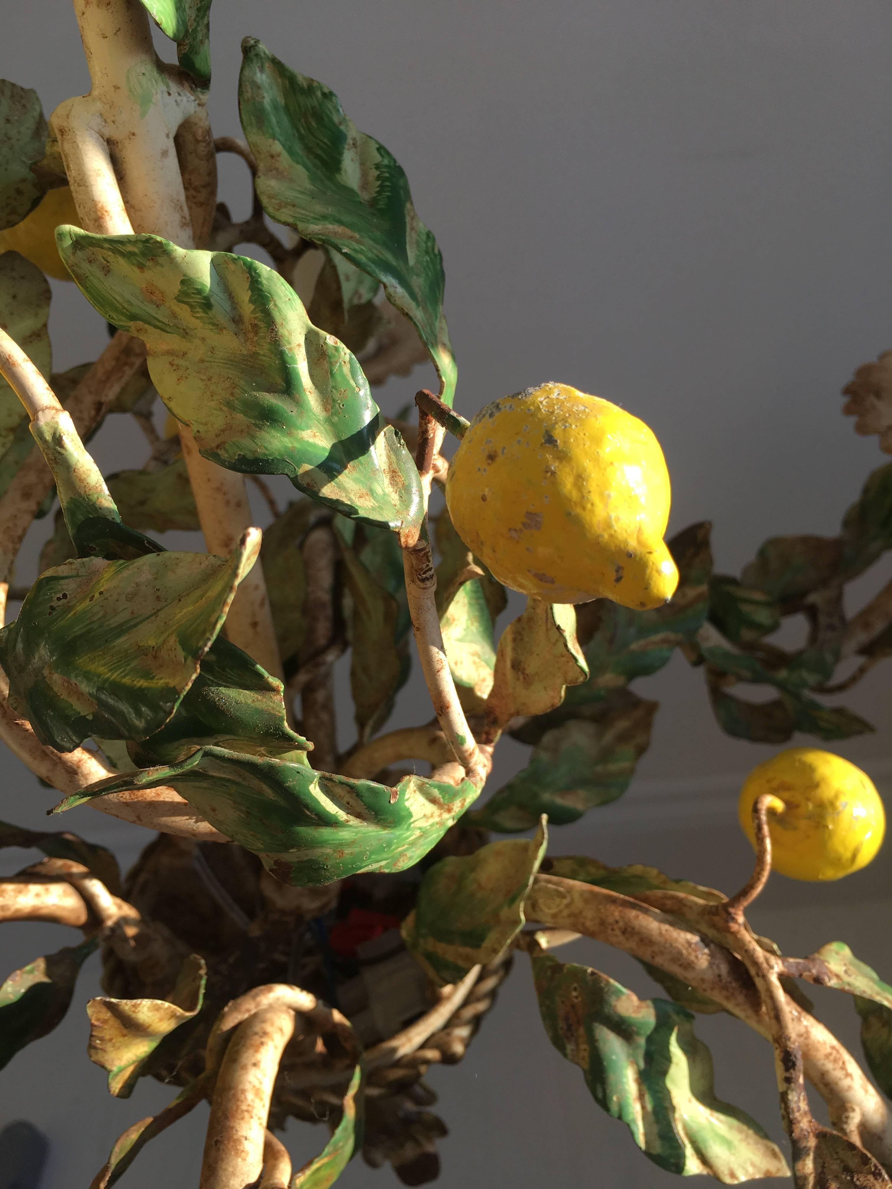 Vintage Italian Tole Lemon Chandelier For Sale 2