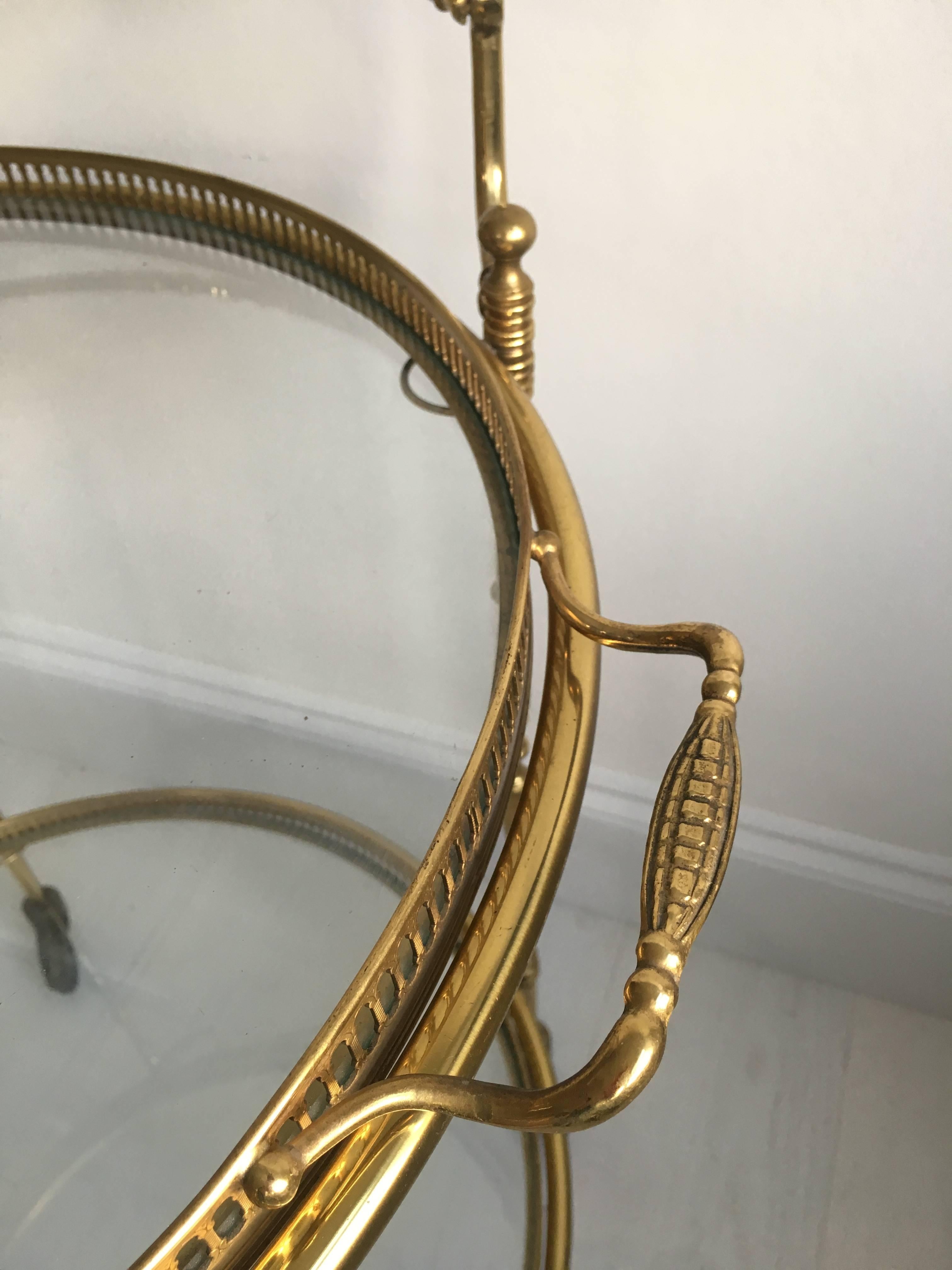 Brass Vintage French Circular Drinks Trolley or Bar Cart For Sale