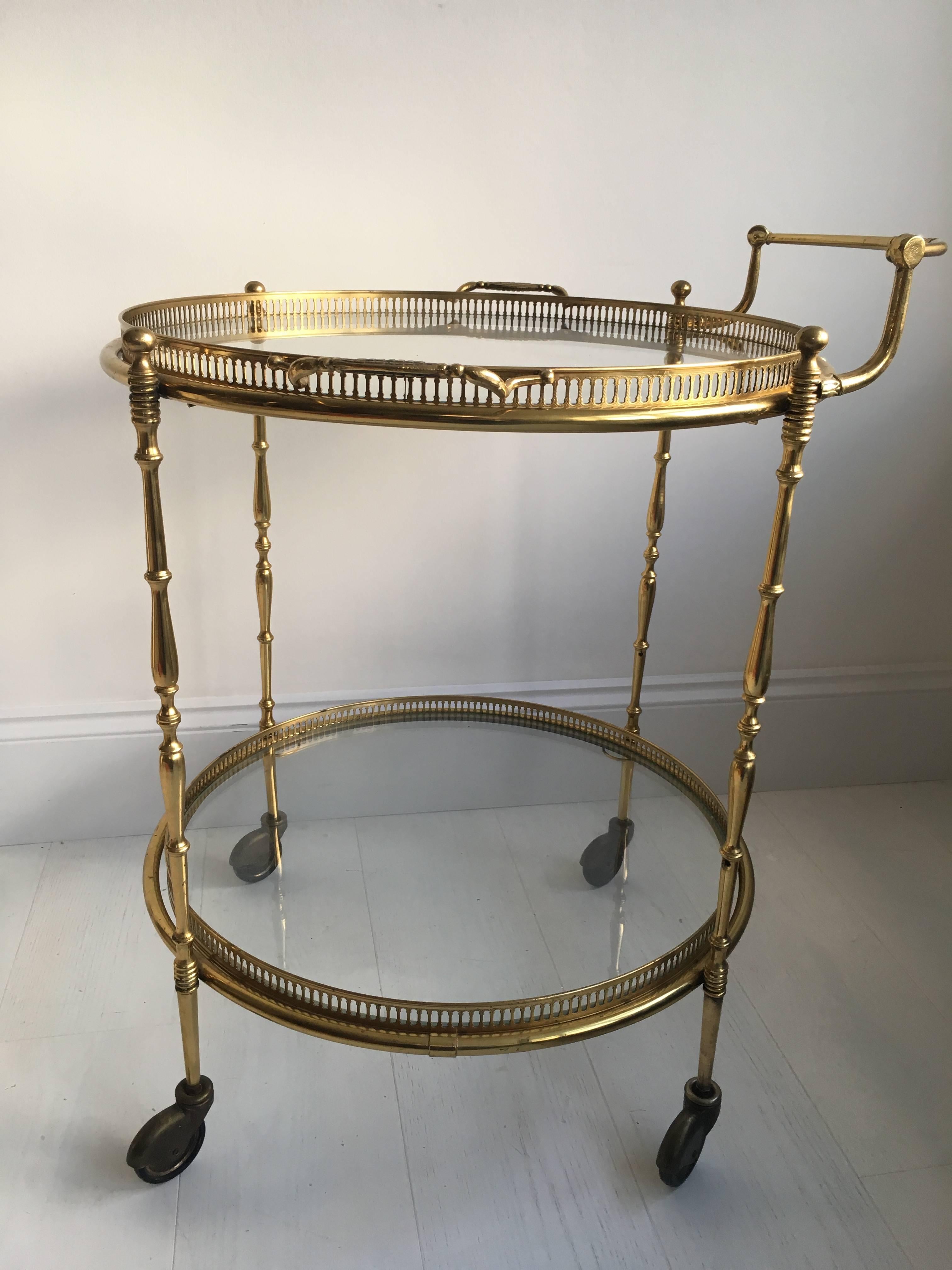 Vintage French Circular Drinks Trolley or Bar Cart In Good Condition For Sale In West Sussex, GB