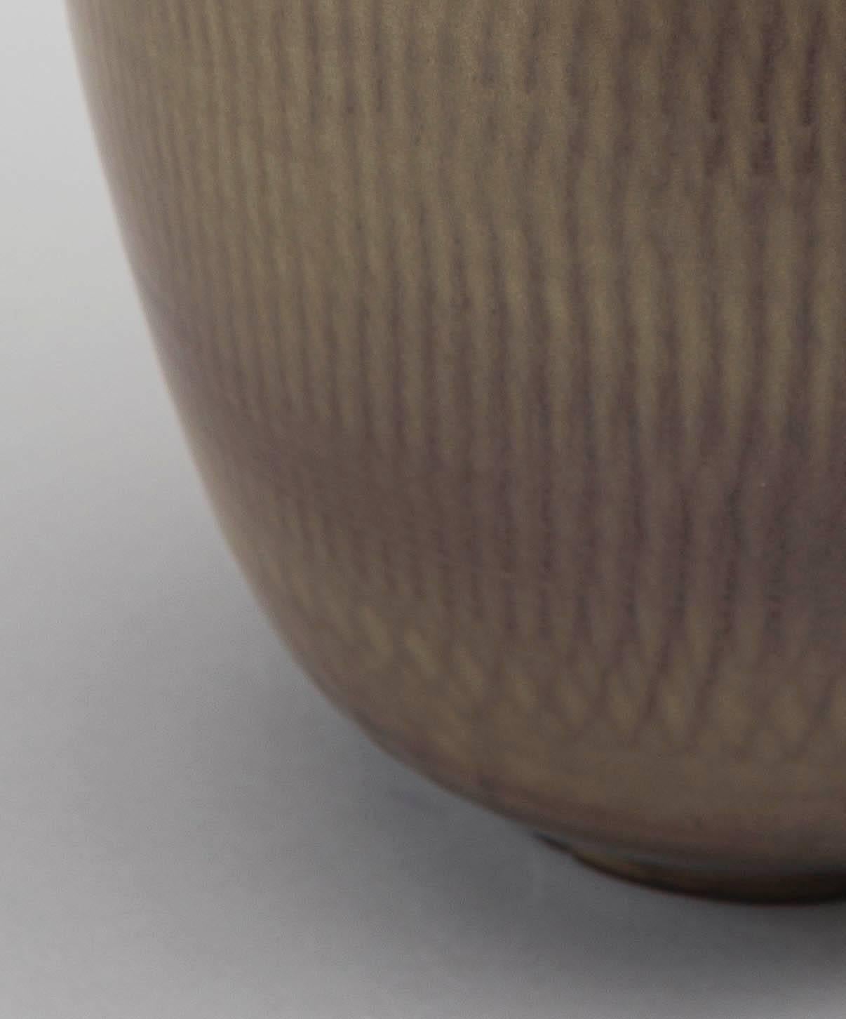 Stoneware Contemporary '2015' Green Celadon Vase, One of a Kind, Karen Swami For Sale