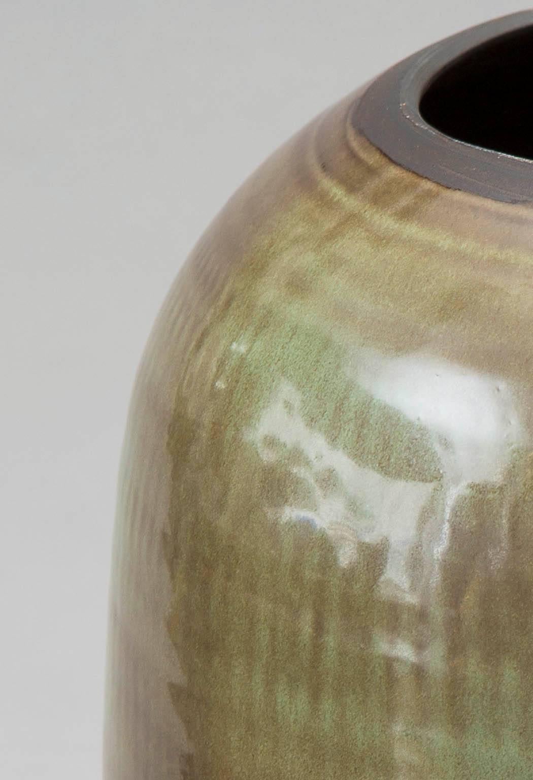 Contemporary '2015' Green Celadon Vase, One of a Kind, Karen Swami For Sale 2