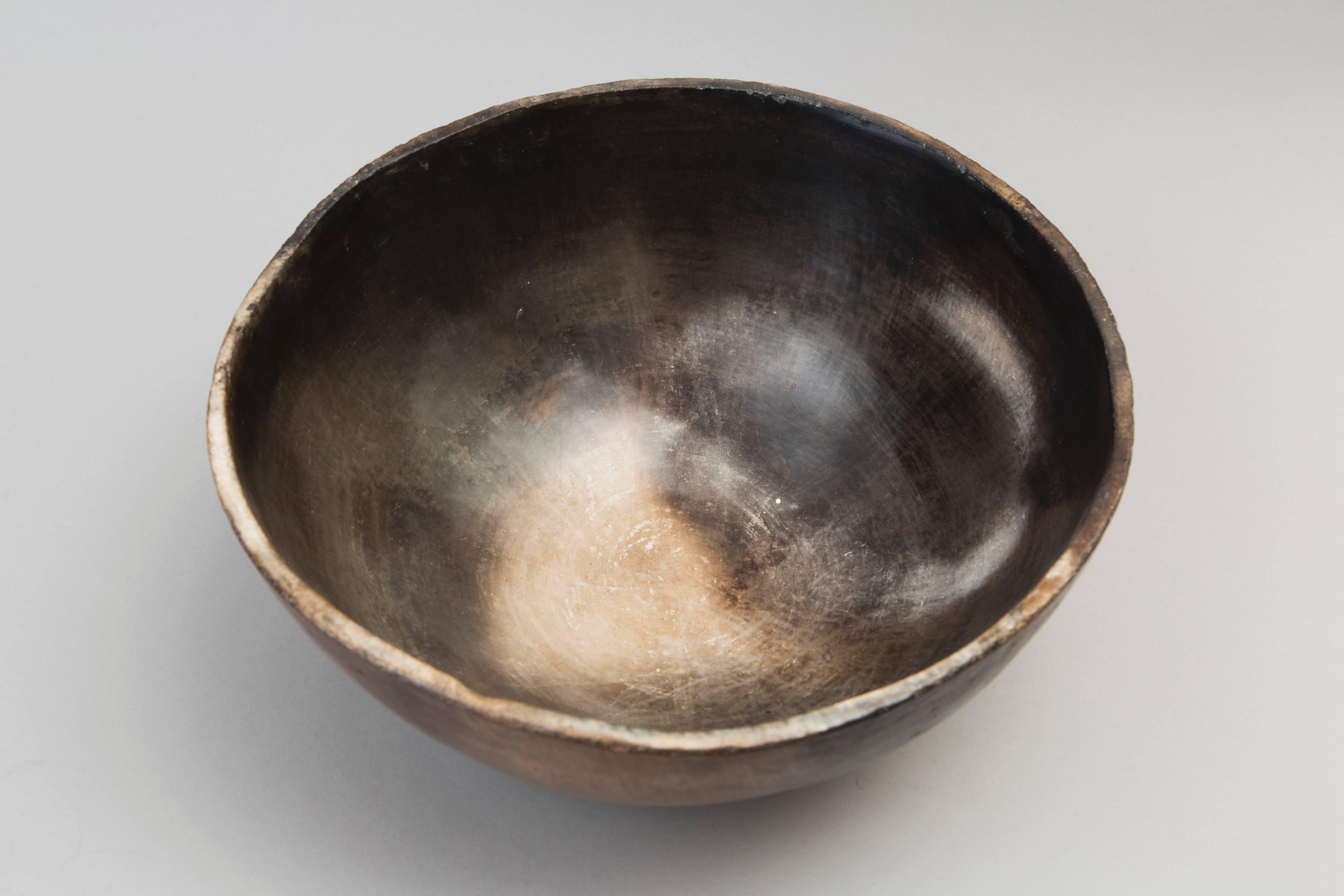 French Contemporary 2015 Smoke Fired Bowl, One of a Kind, Karen Swami