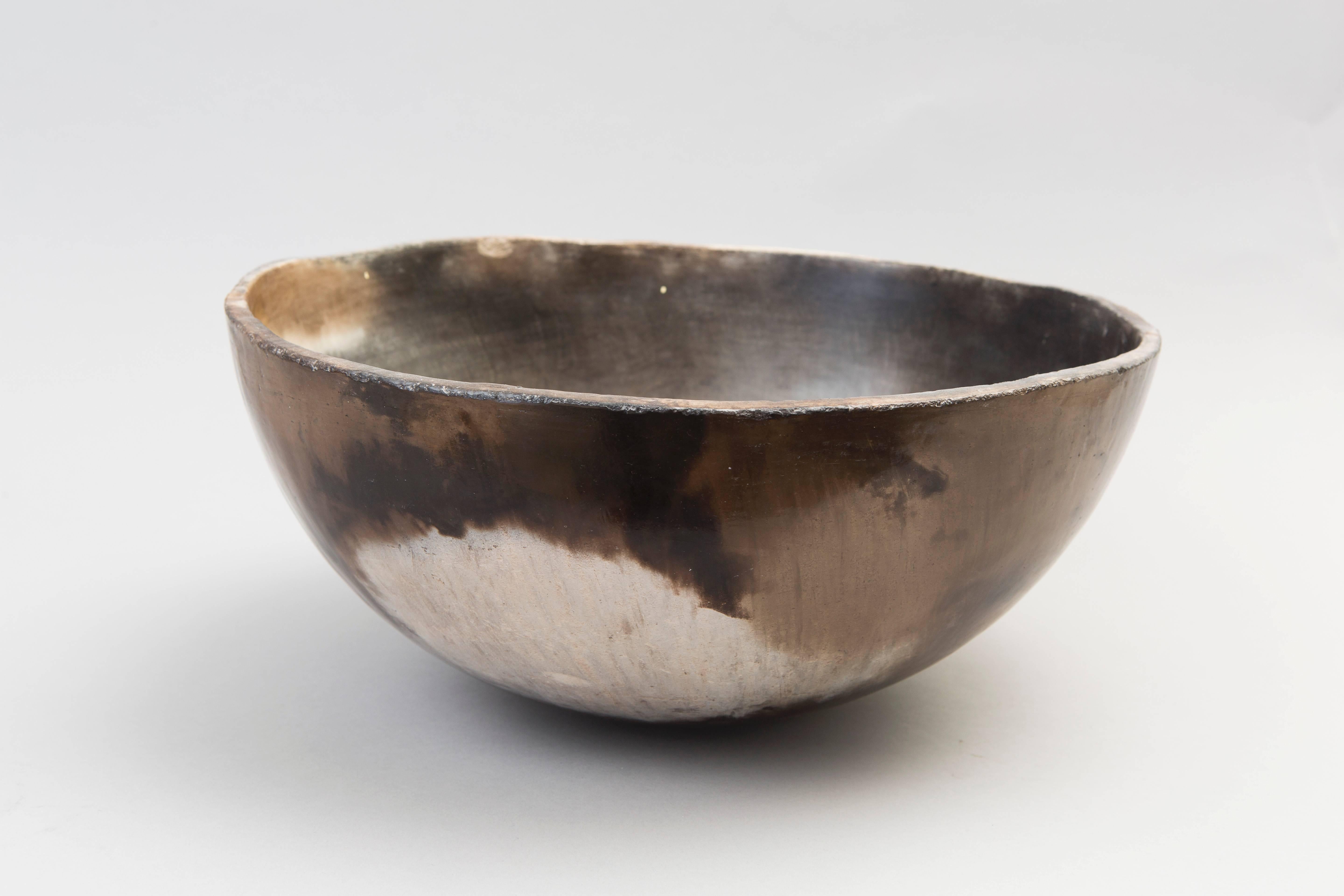 Ceramic Contemporary 2015 Smoke Fired Bowl, One of a Kind, Karen Swami