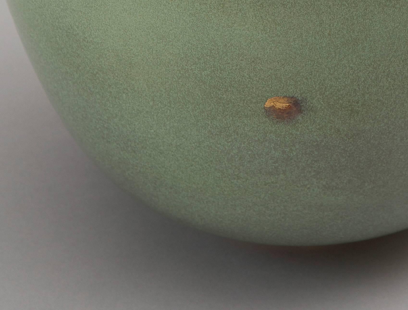 Contemporary 2015, Green Celadon Vase, One of a Kind, Karen Swami For Sale 1