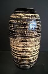 Contemporary 2016, Black and White Glazed Vase, One of a Kind, Karen Swami