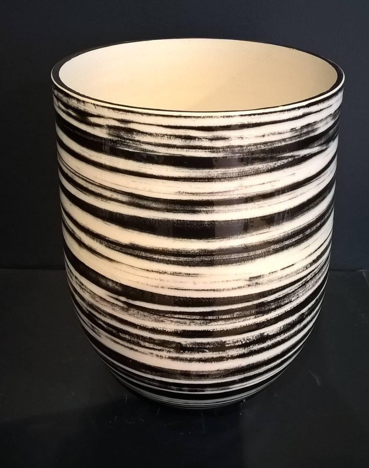 French Contemporary 2016 Black and White Glazed Vase, One-of-a-Kind, Karen Swami