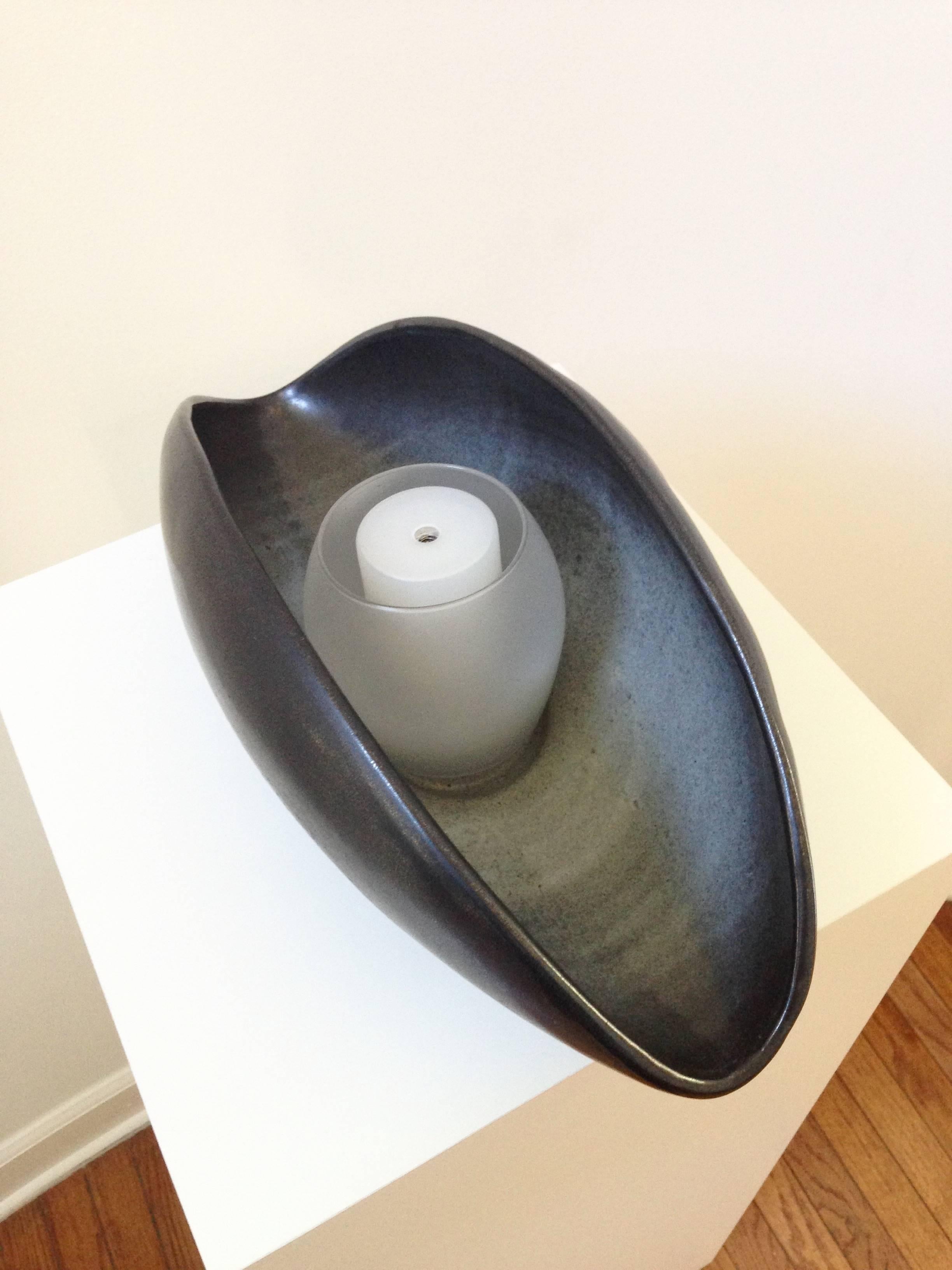 Large Glazed French Ceramic Sculptural Bowl For Sale 1
