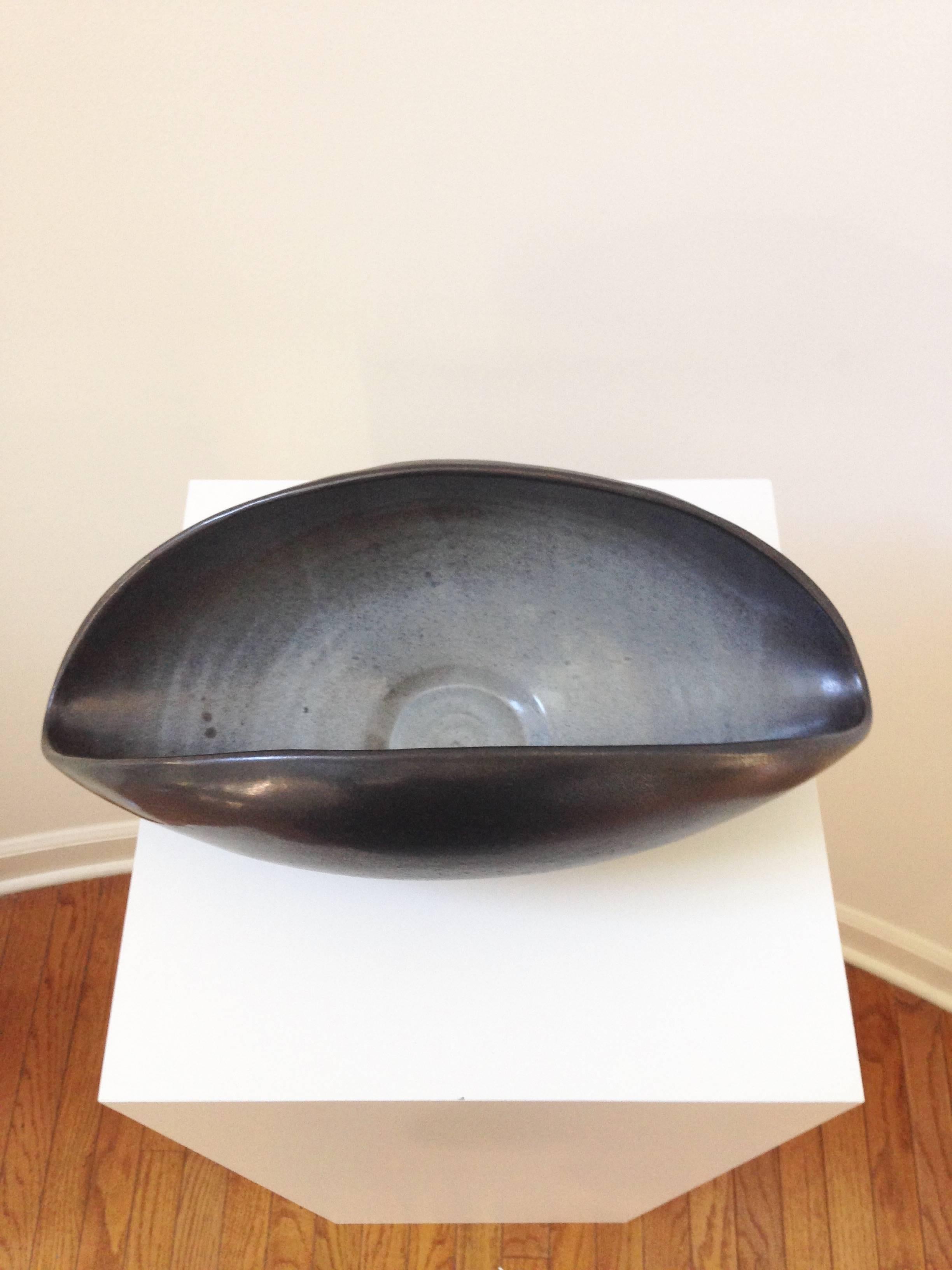 Large Glazed French Ceramic Sculptural Bowl For Sale 3